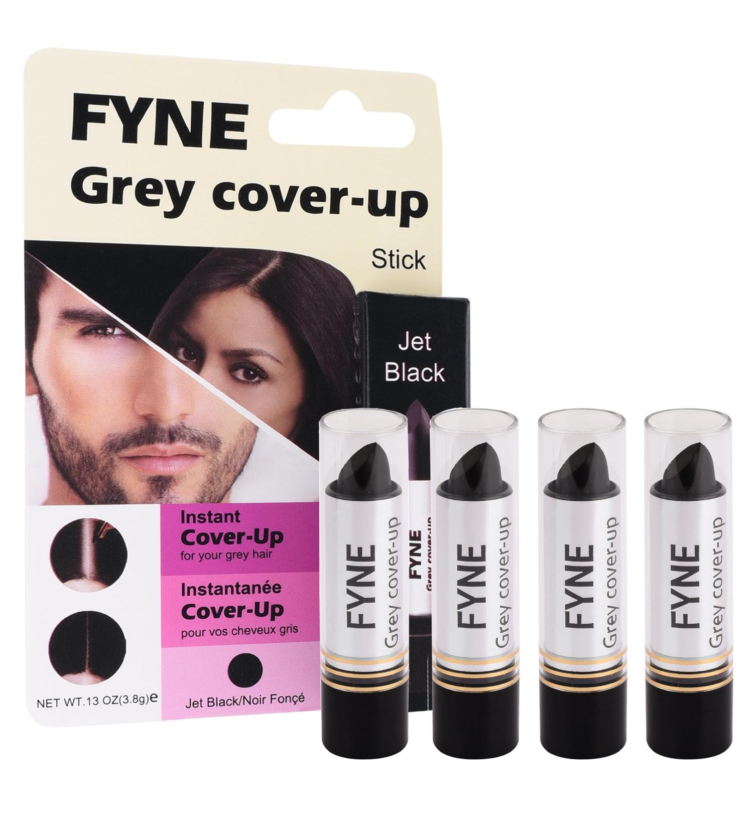 FYNE Root Touch Up Cover Stick - Pack of 4 - Instant Jet BlackGrey Hair Cover Up - Magic Retouch Temporary Hair Colour for Men & Women Jet Black stick 4 - Buy Online on GoSupps.com