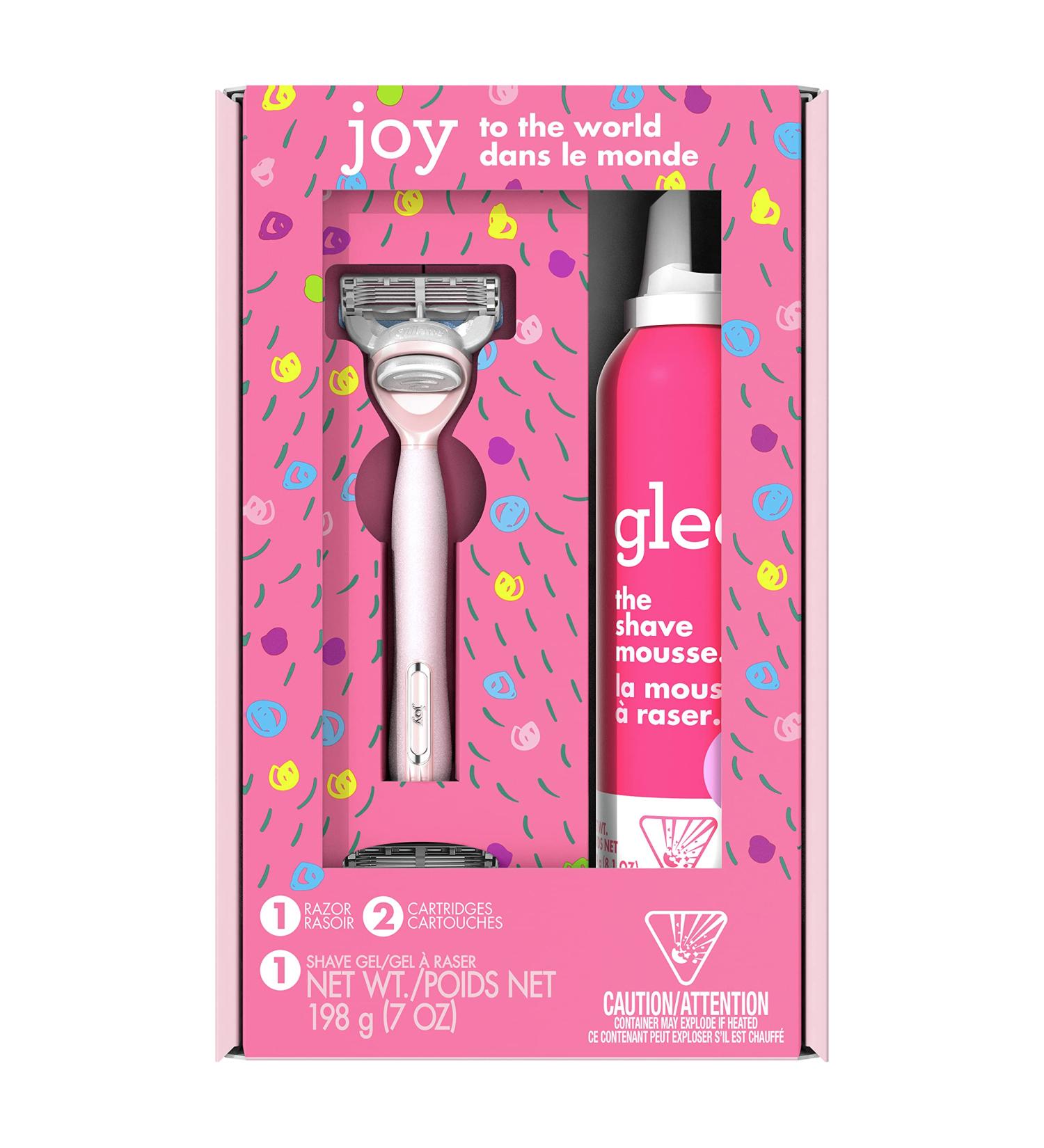 JOY Razors For Women Shave Care Gift Set 1 Razor + 2 Five-Bladed Razor Refills Aloe Infused Shave Gel to Protect Against Skin Irritation 7 oz Holiday Shave Gift Set - Buy Online on GoSupps.com
