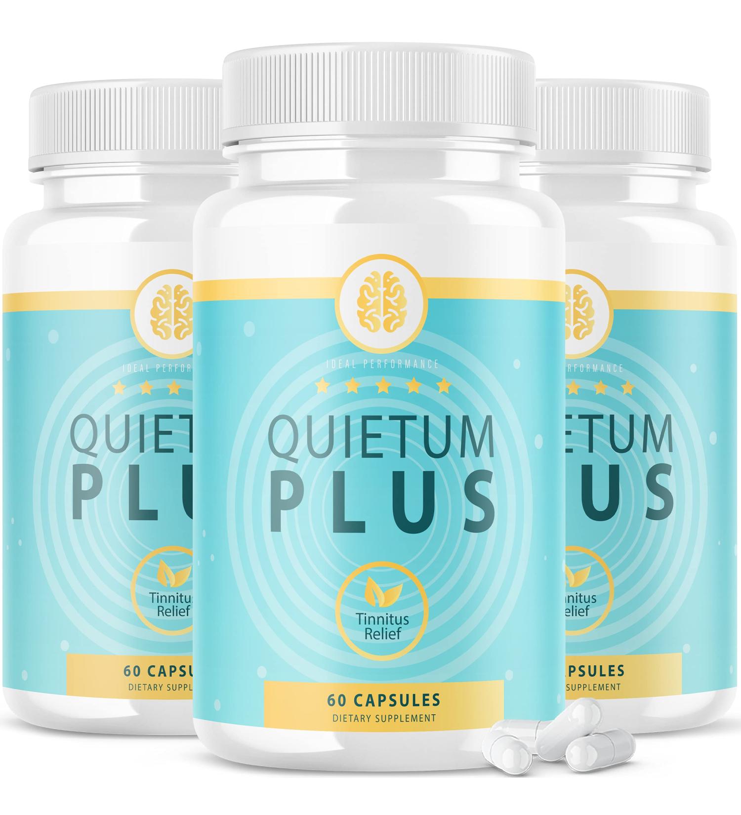 Quietum Plus Tinnitus Relief Supplement (3 Pack) - Advanced Formula for Ear Ringing Relief - 180 Capsules - International Shipping Available - Buy Online on GoSupps.com