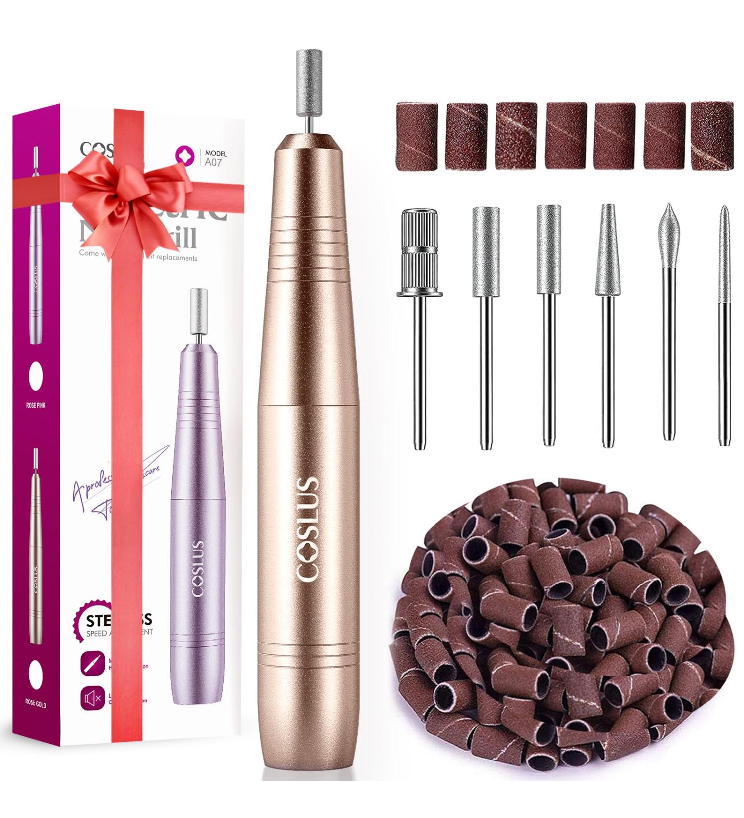 Coslus Electrical Nail Cutter for Gel Nails - 20 000 RPM Adjustable Speed & Direction - Professional Manicure & Pedicure Set in Rosagold - Buy Online on GoSupps.com