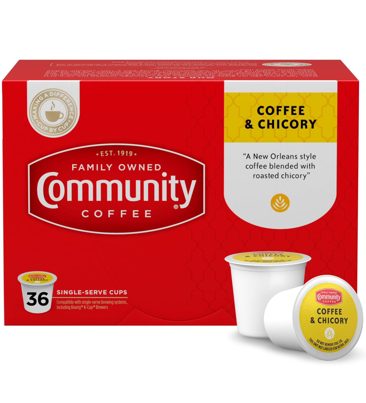 Community Coffee & Chicory 36 Count Medium Dark Roast Pods - Compatible with Keurig 2.0 - Pack of 1 - Buy Online on GoSupps.com