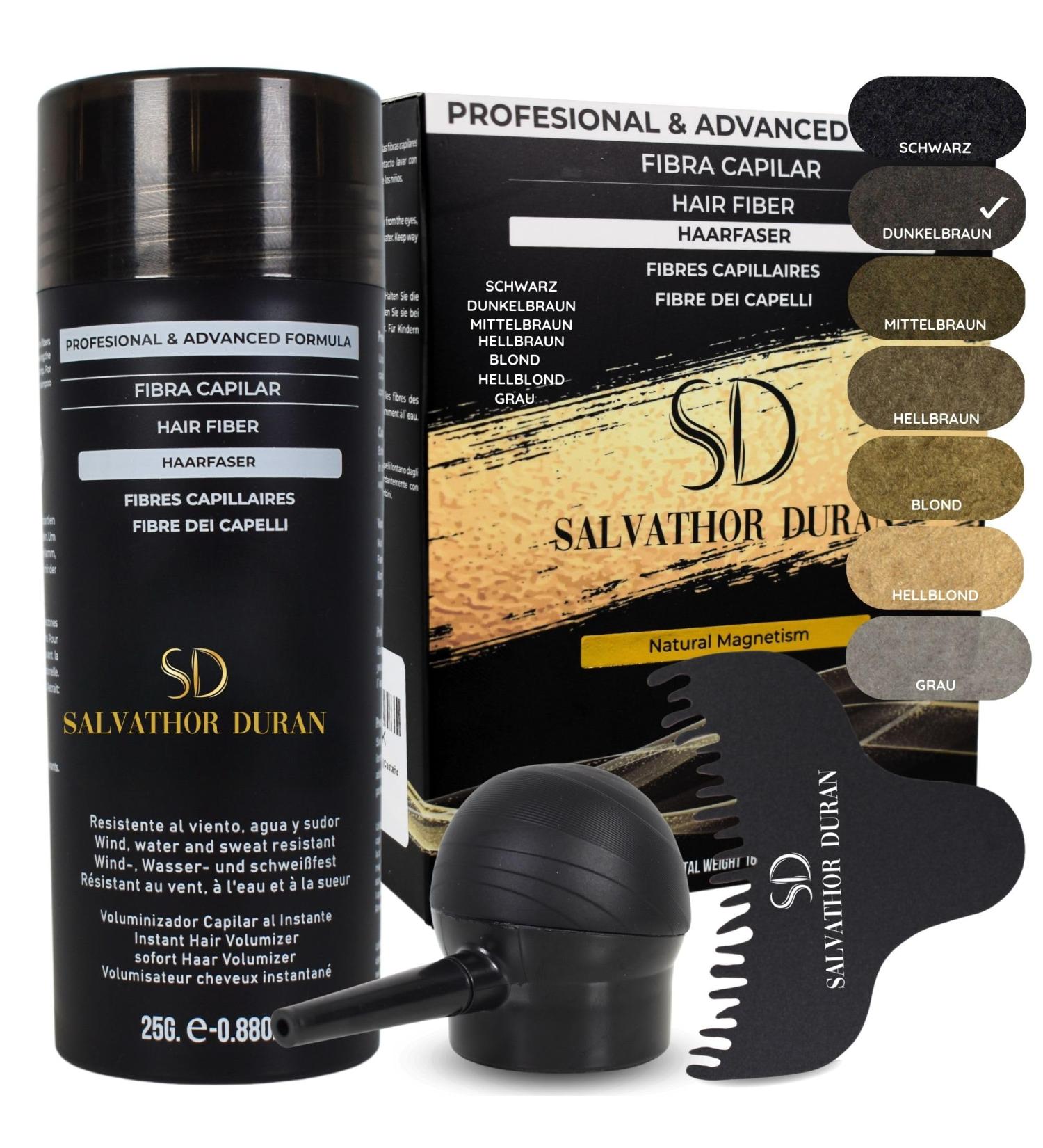 Buy Salvathor Duran Scatter Hair - Dark Brown 25g Hair Fiber Set for Instant Volume | Bulk Hair Compression & Applicator Comb - Buy Online on GoSupps.com
