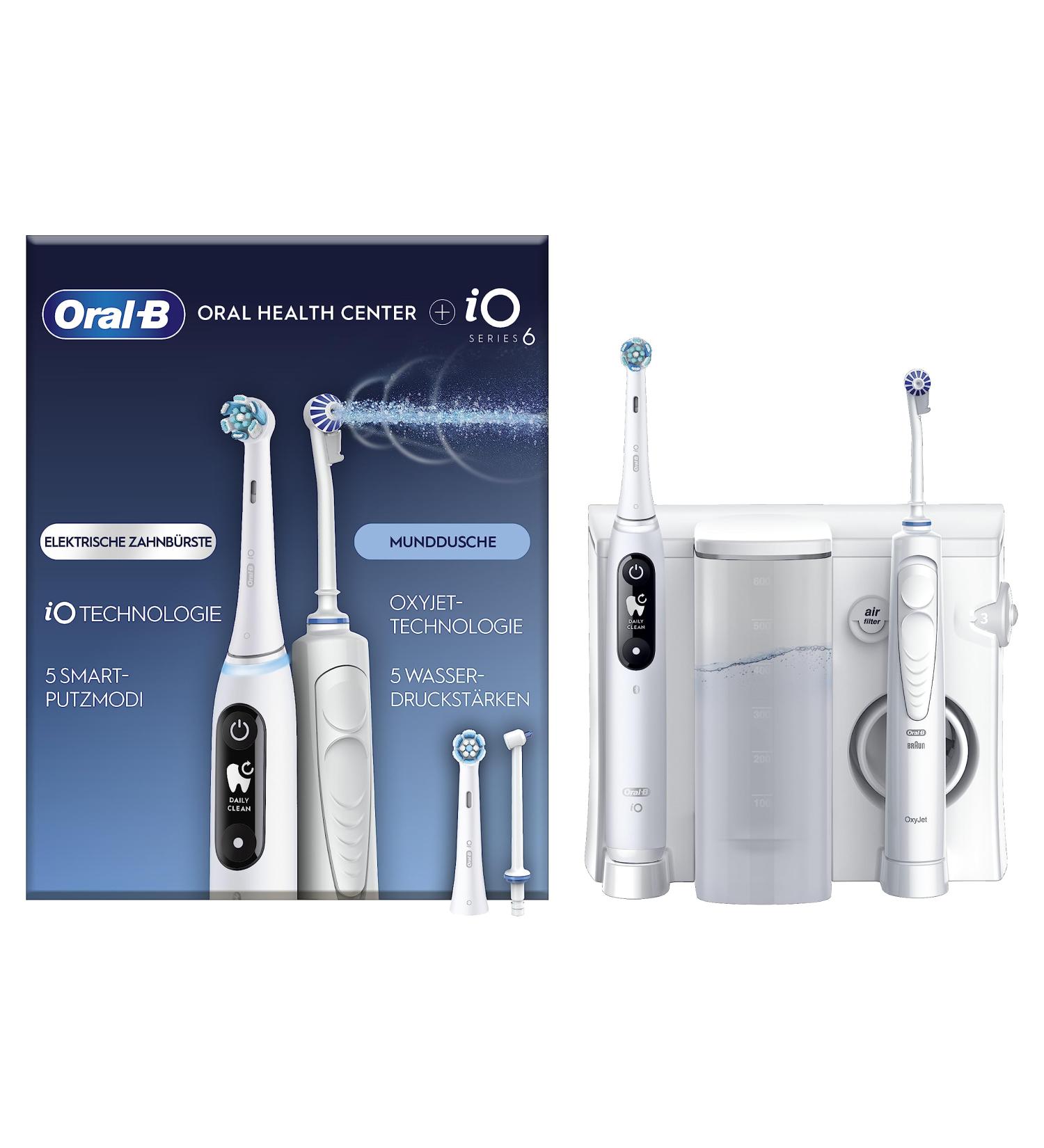 Oral-B Oral Health Center with Oxyjet Technology - Electric Toothbrush & 2 Replacement Nozzles | 5 Modes for Optimal Dental Care | Fast International Shipping - Buy Online on GoSupps.com