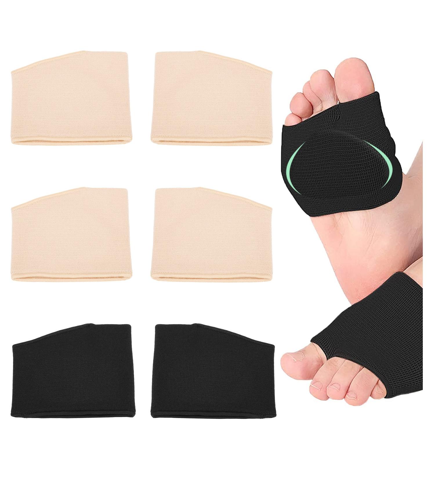 Fabric Metatarsal Pads + Gel Cushions for Pain Relief - 3 Pairs (L: 1 Black, 2 Beige) - Buy Online on GoSupps.com