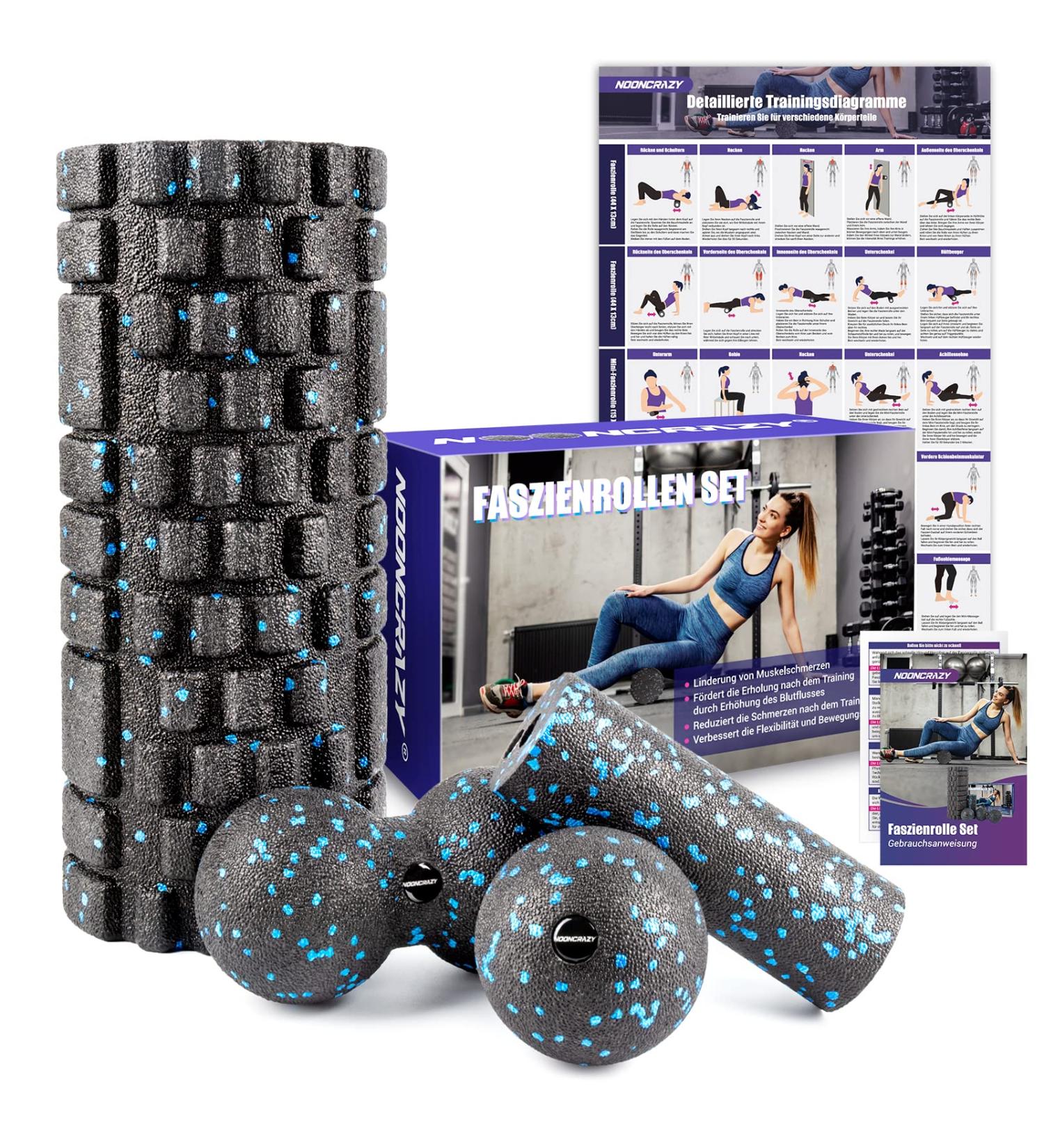 Nooncrazy Fascia Roll Set - 3D Textured Massage Tools for Muscle Training Includes Mini Roller Fascia Ball & Duoball with Training Poster - Elevate Your Recovery! - Buy Online on GoSupps.com