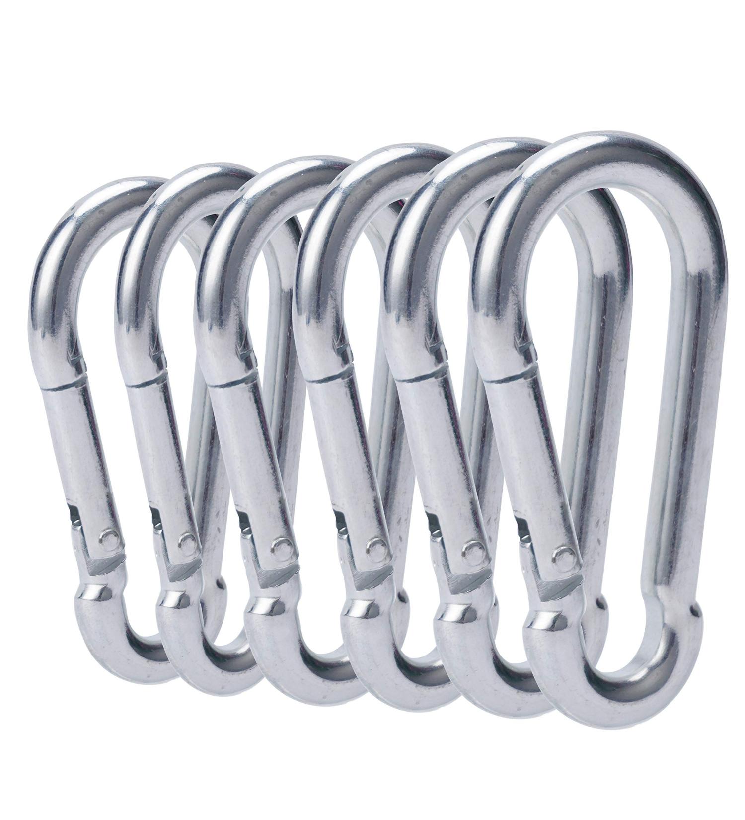 3 Inch Heavy Duty Carabiner Clips - 6 Pack M8x80mm for Fitness, Hammock, Camping & Hiking - Buy Online on GoSupps.com