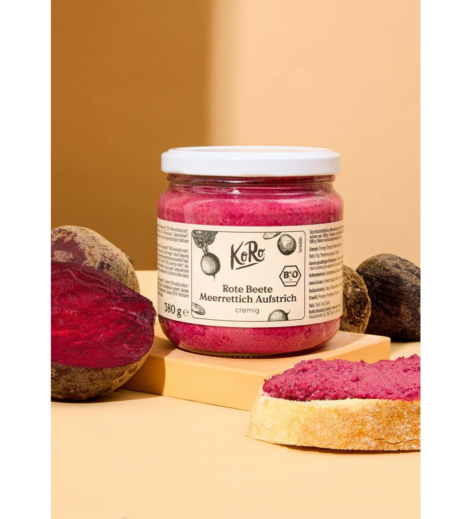 KoRo - Tartinade de betteraves au raifort bio 380 g - base de graines de tournesol - 40% de teneur en l gumes - vegan - Buy Online on GoSupps.com