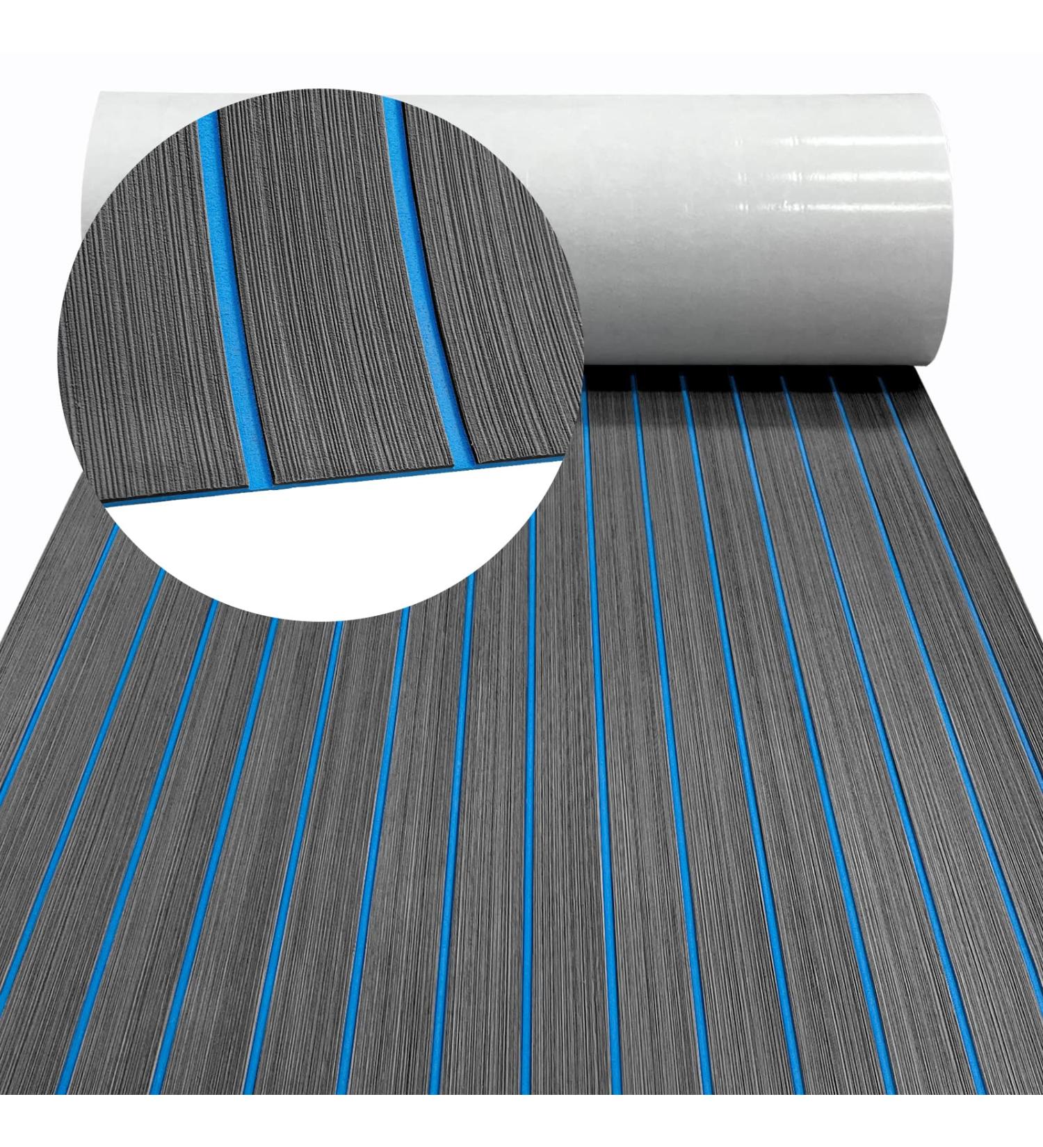 HZCHIONE Boat Flooring 94x45/35/16"  EVA Foam Boat Decking Faux Teak Marine Carpet Boat Flooring Non-Slip Self-Adhesive Foam Boat Floor Mat Rolls Sheet for Motorboat RV Yacht Kayak Sea Deck Helm Pad 94.5x35.4" A-Dark Grey with Blue Seam - Buy Online on GoSupps.com