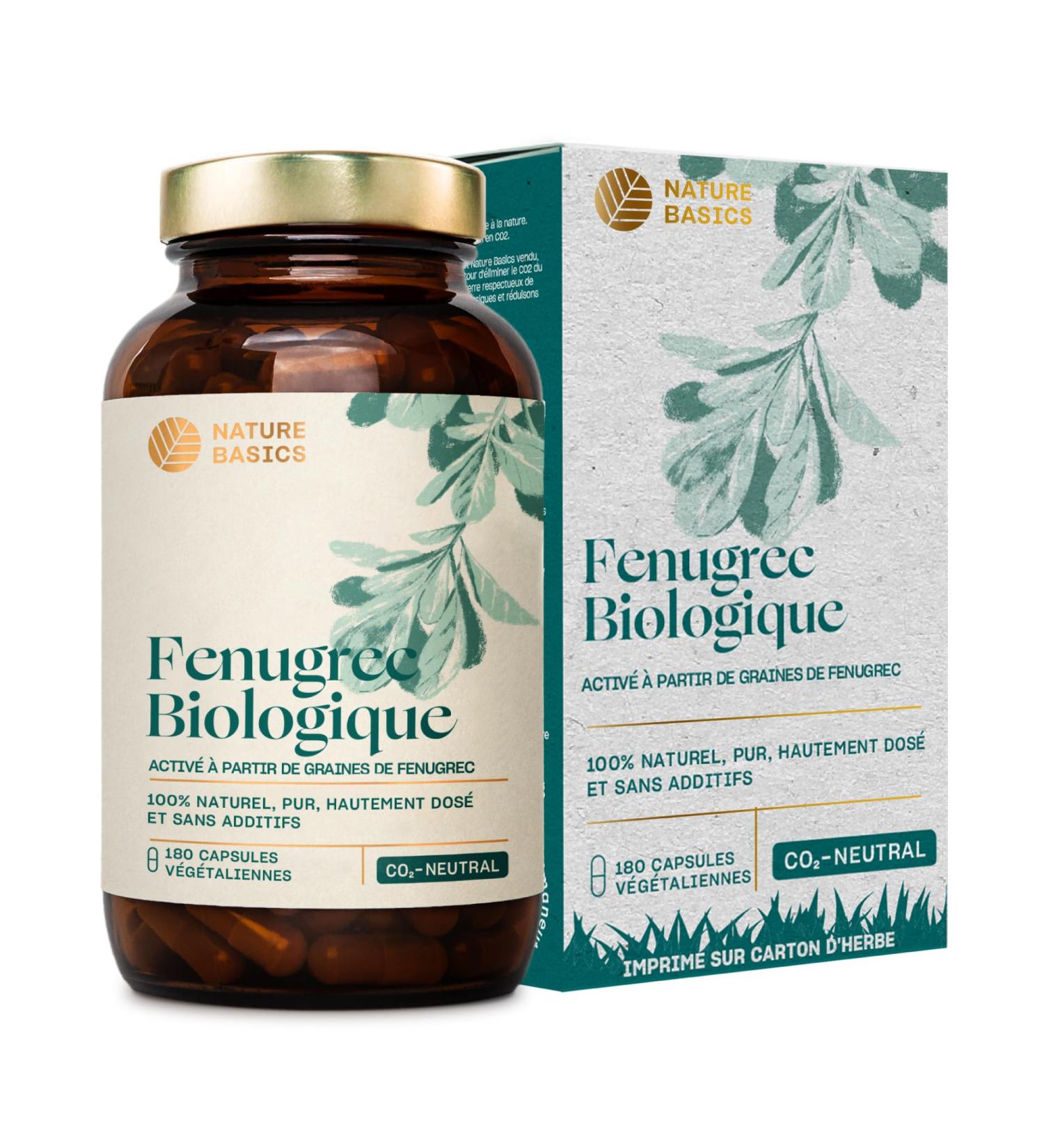 Nature Basics ORGANIC Activated Fenugreek Capsules | Highly Dosed Natural Fenugreek | Daily Dose of 2 600mg | 180 Capsules Without Additives Lab Tested & From Germany - Buy Online on GoSupps.com