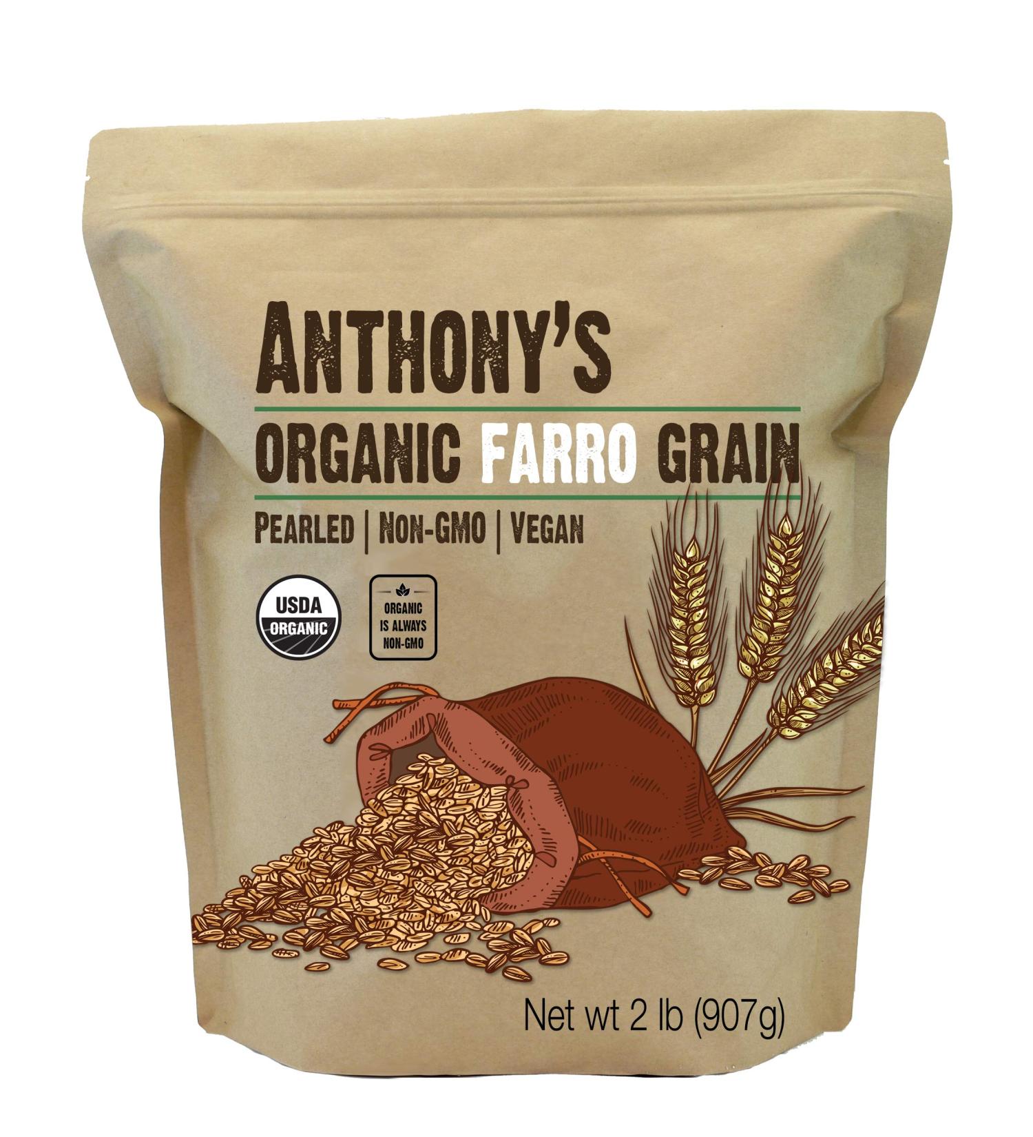Anthony's Organic Pearled Farro Grain  2 lb  Non GMO  Vegan 2 Pound (Pack of 1) - Buy Online on GoSupps.com