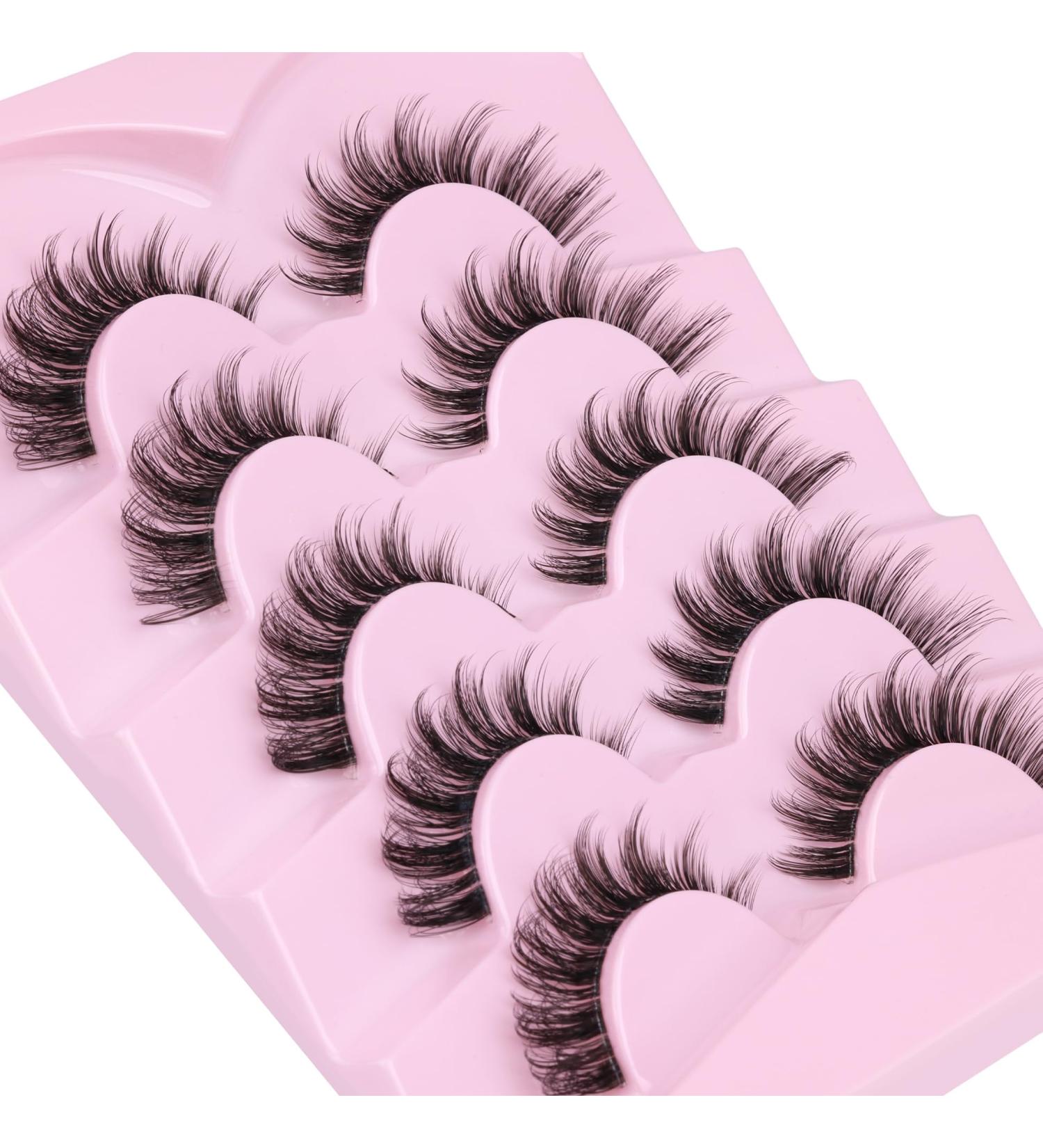 Lashes Natural Look Wispy Eyelashes Clear Band D Curl Eyelash Extension Cat Eye False Lashes Pack 5 Pairs by Mavphnee Glamour - Buy Online on GoSupps.com