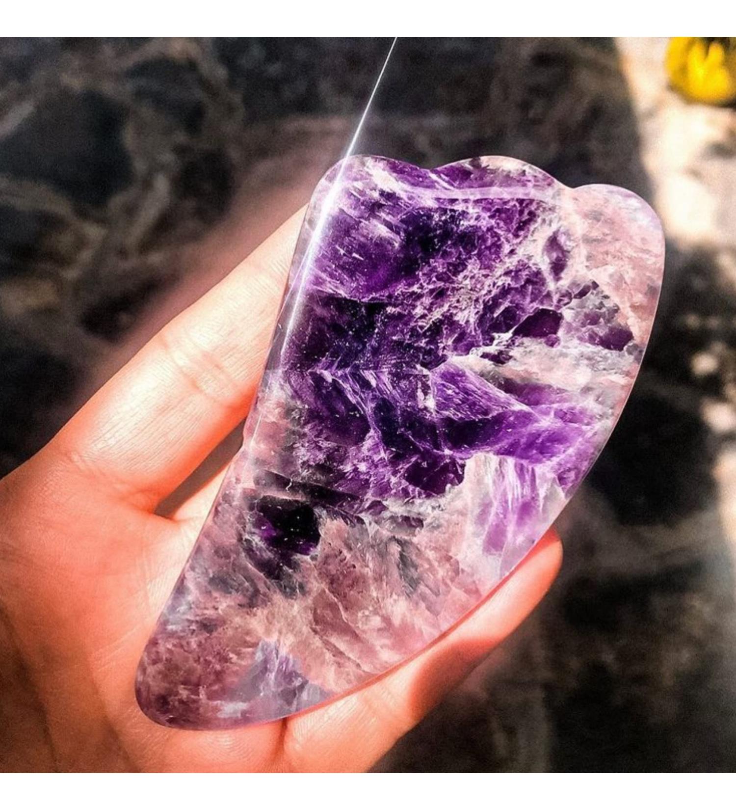 Natural Stone Rollers | Amethyst Gua Sha & Pink Quartz Face Roller | Best International Shipping - Buy Online on GoSupps.com