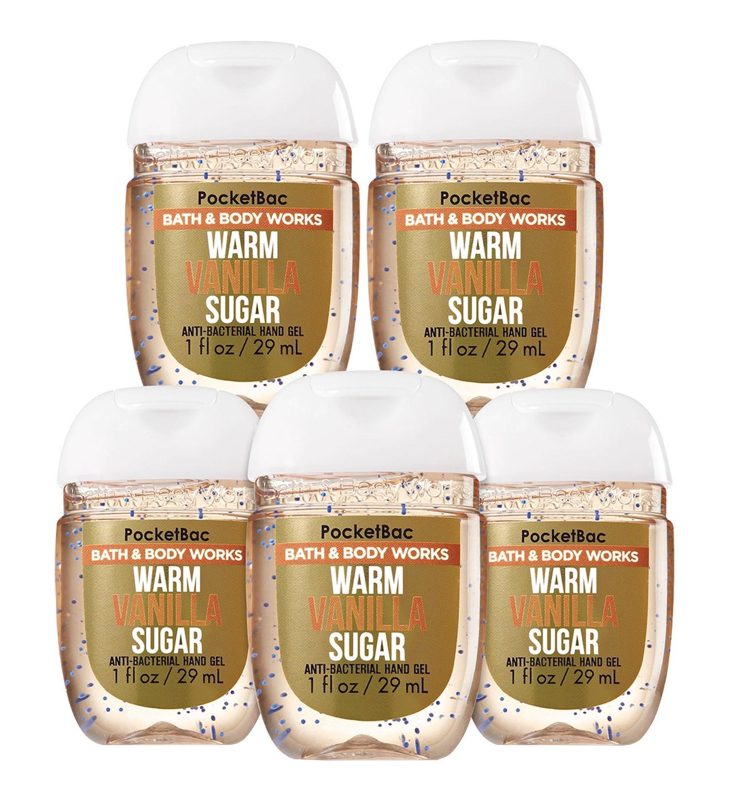 Bath and Body Works Pocketbac Hand Sanitizers Warm Vanilla Sugar 5 Pack bundle. 1 Oz