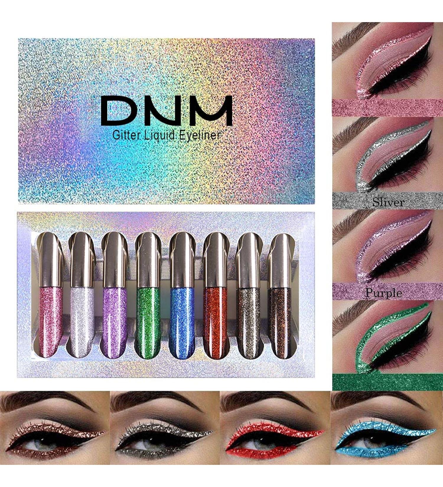 8 Colors Liquid Glitter Eyeliner Set - Sparkly Makeup in Light Purple, Silver White, Blue Purple, Green, Sky Blue, Big Red, Star Gray, Coffee Golden - Colorful Shimmer Eyeliner Kit - Buy Online on GoSupps.com