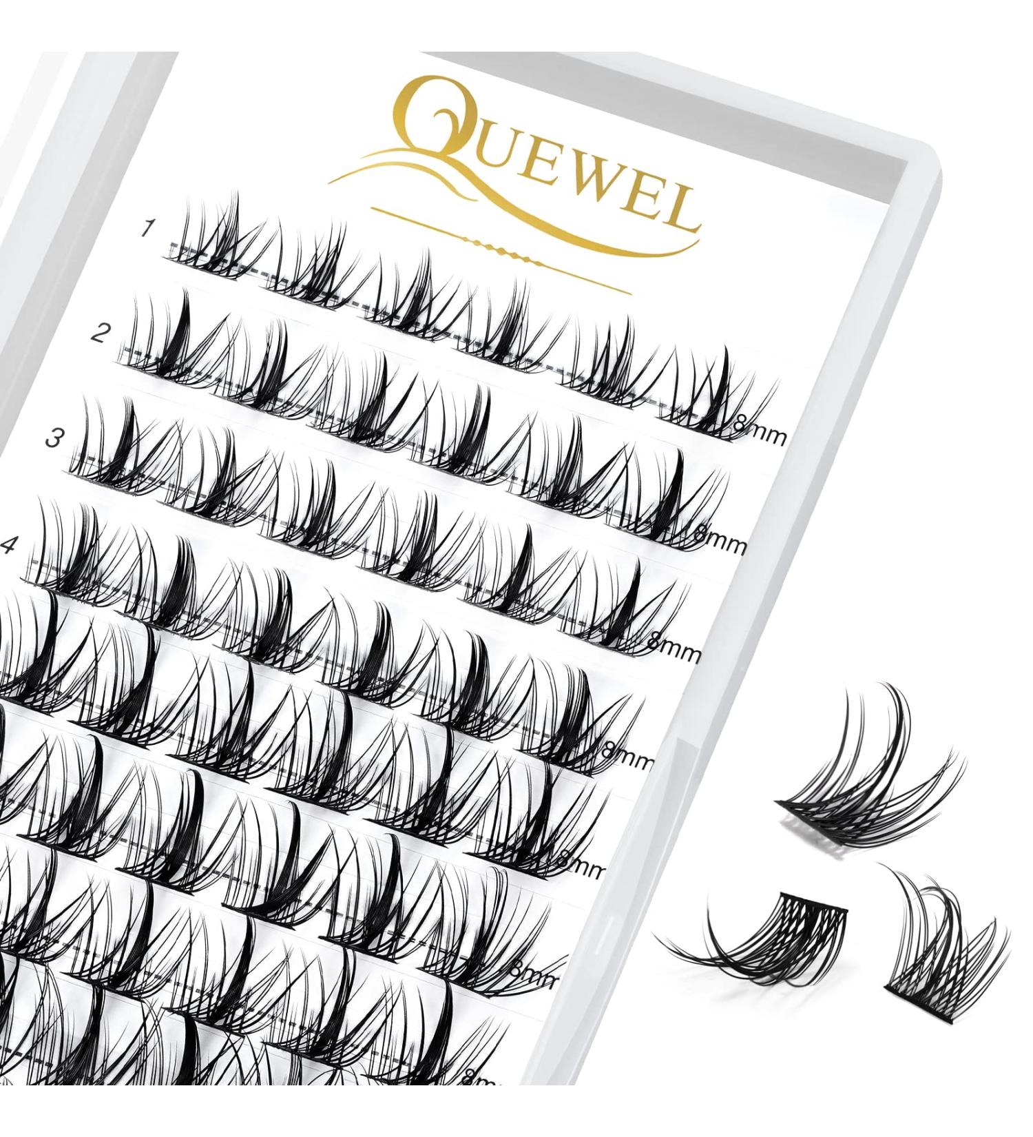Eyelashes Individual Quewel D Curl 8mm Clusters - DIY Eyelash Extensions for Makeup (Sparkle-D-8mm) | 1 Pack - Buy Online on GoSupps.com