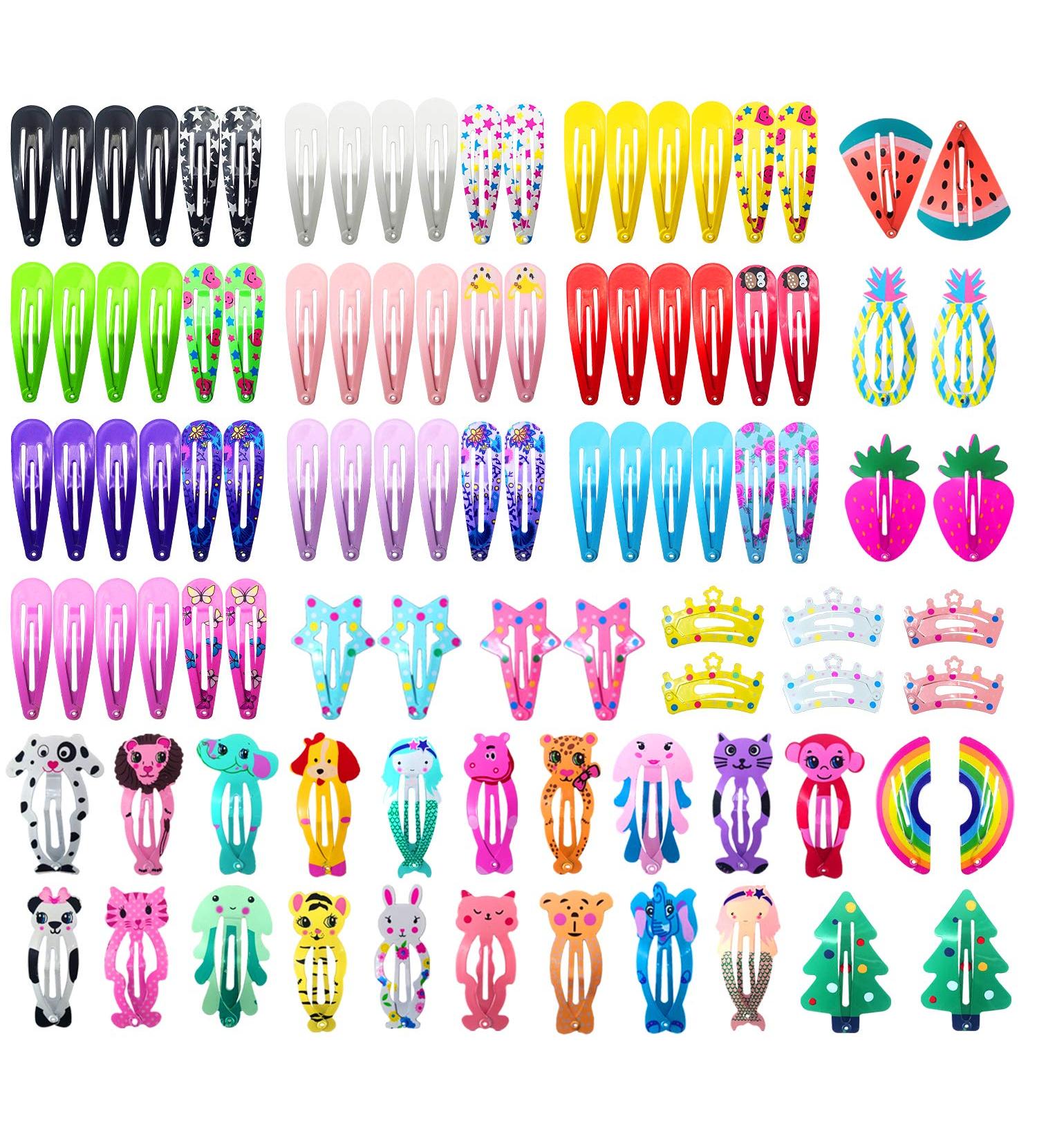 Funtopia 100 Pcs No Slip Metal Snap Hair Clips - Cute Cartoon Design Hair Pins for Girls & Women - Buy Online on GoSupps.com