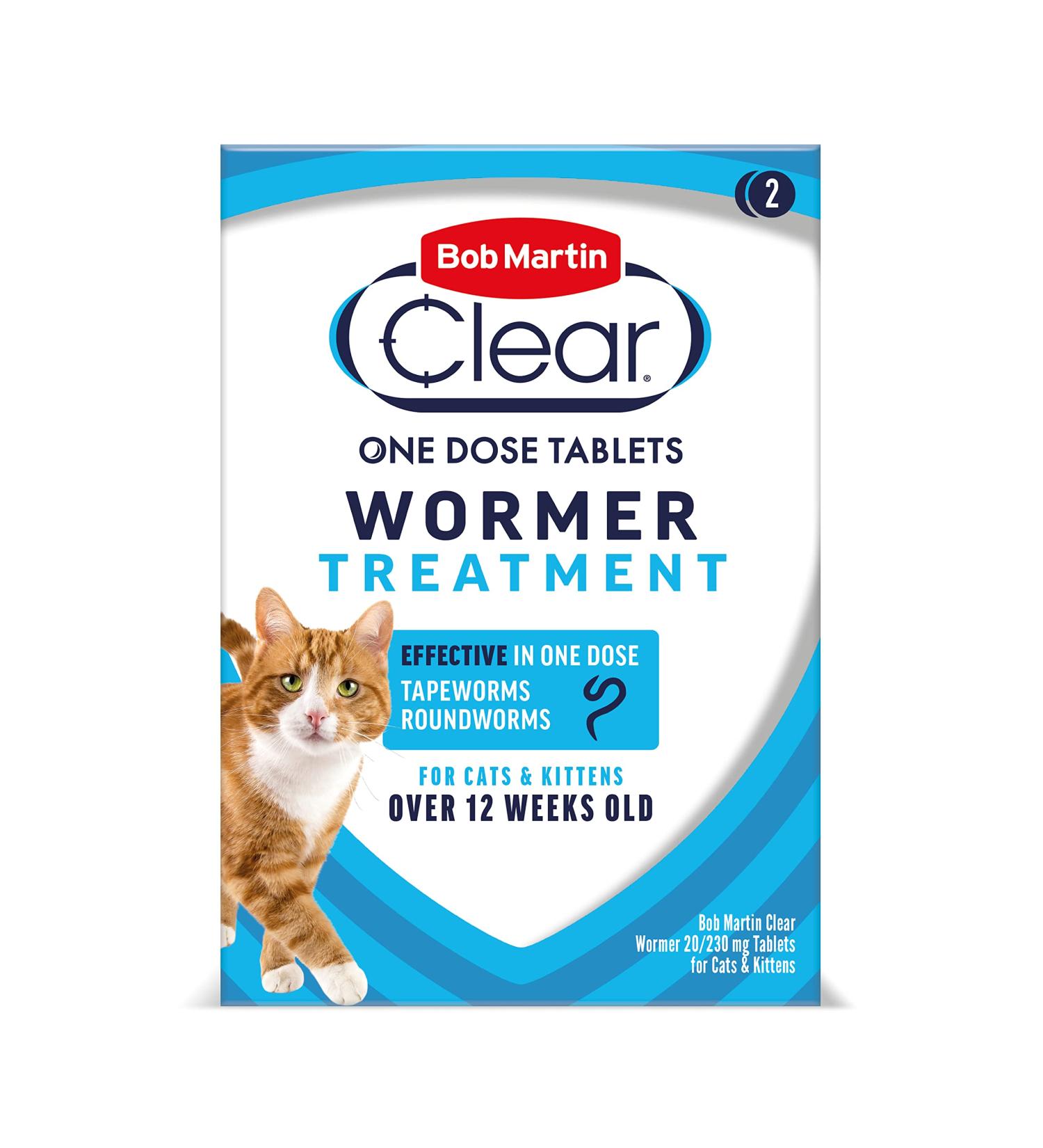 Bob Martin Clear Wormer for Cats - 2 Tablets | Clinically Proven Treatment for Kittens - Buy Online on GoSupps.com