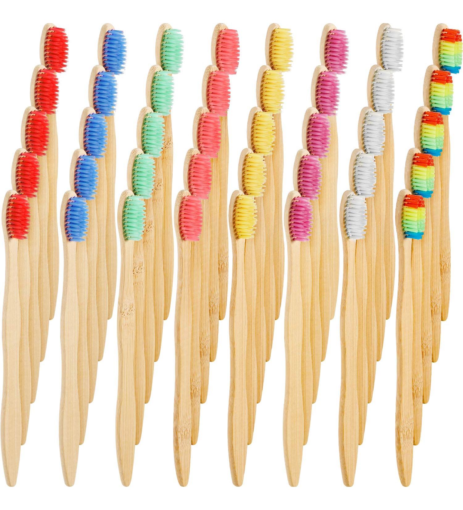 40-Piece Bamboo Charcoal Toothbrush Set | Biodegradable with BPA-Free Bristles | Natural Bamboo | 8 Colors - Buy Online on GoSupps.com