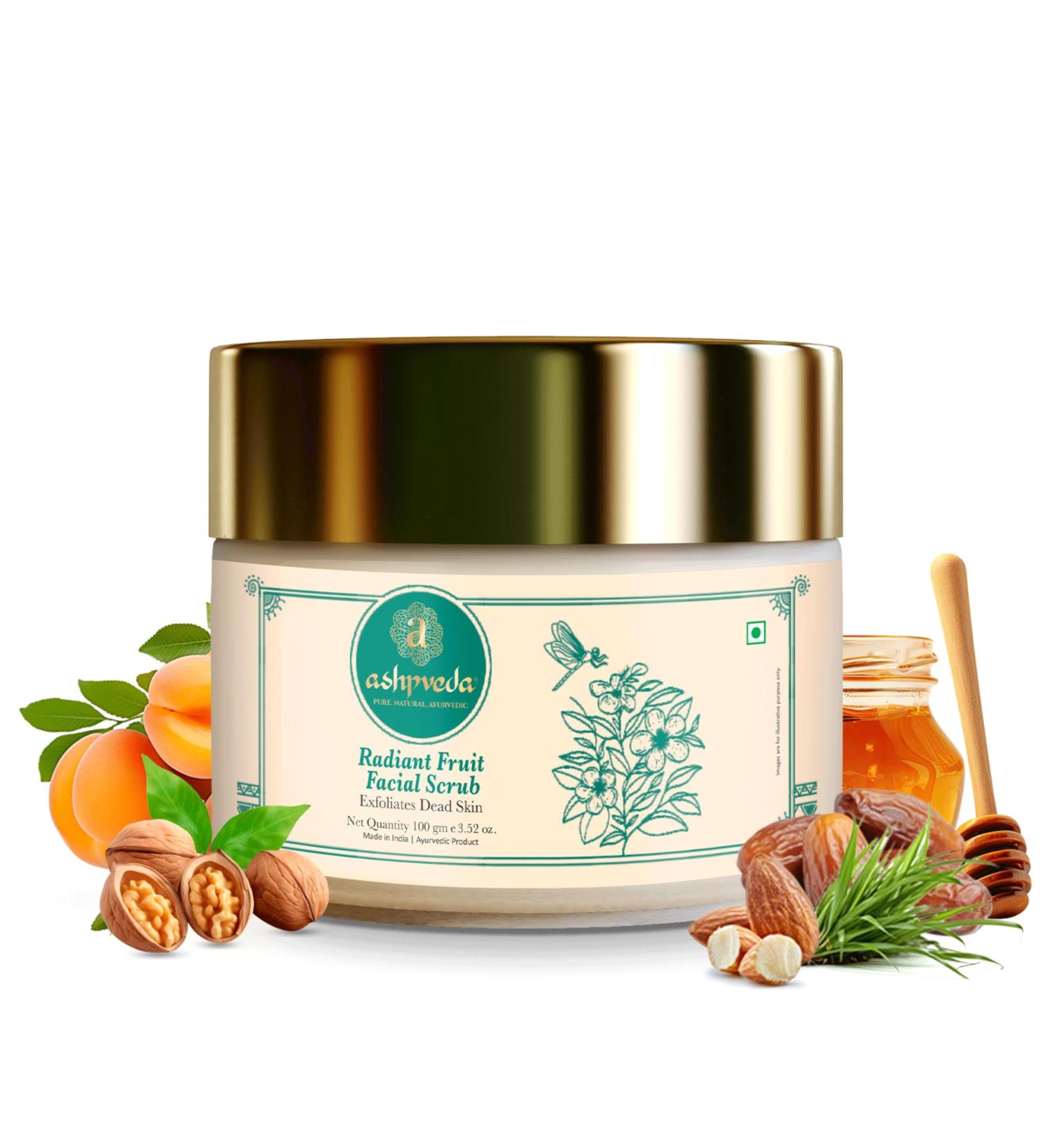 Ashpveda Fruit Face Scrub (Date and Walnut) Face Scrub for Deep Exfoliation | Helpful for Dead Skin Smooth and Clear Complexation and Tan Removal | Hydrating & Exfoliating For Women and Men (100gm) - Buy Online on GoSupps.com