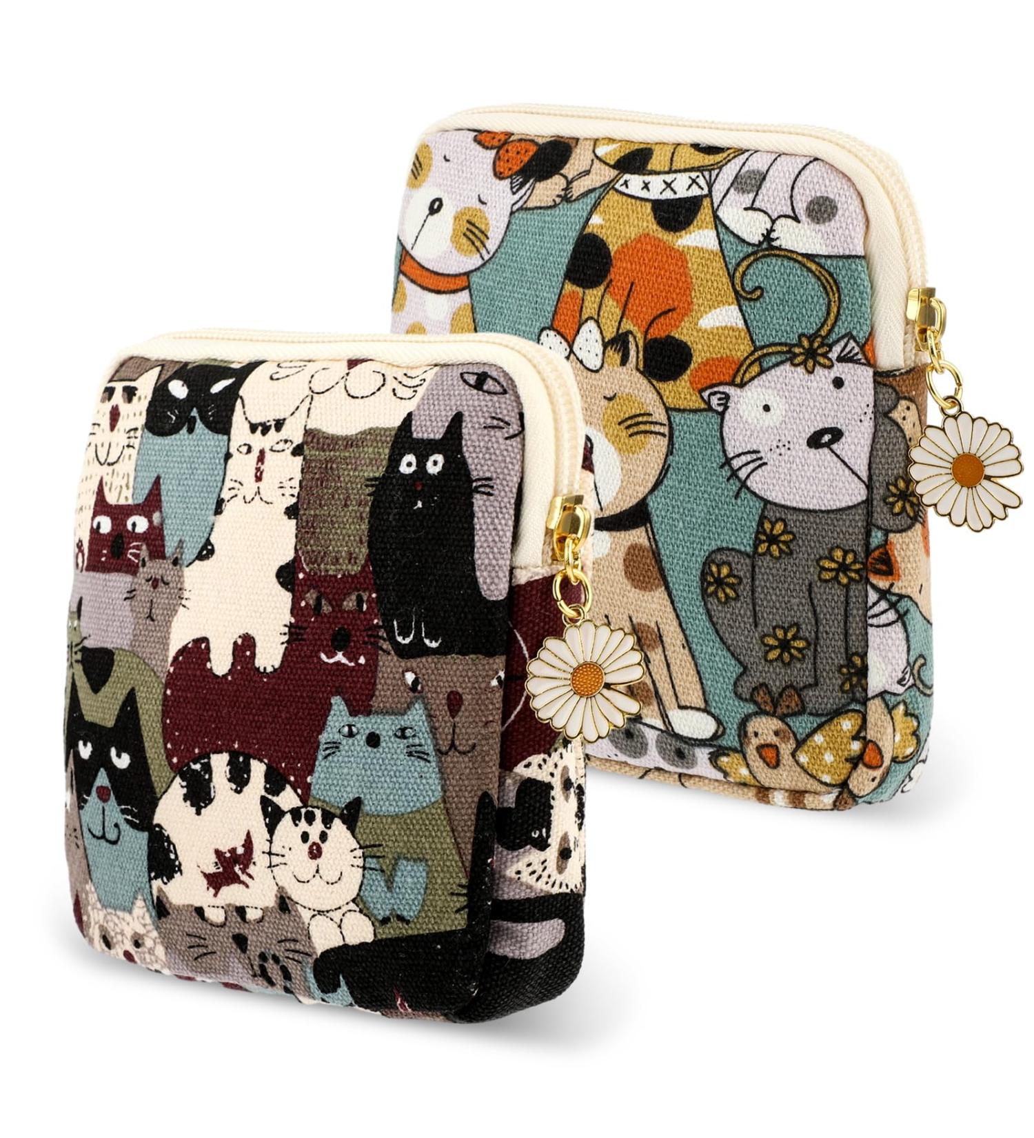 Amabro Sanitary Napkin Storage Bag 2PCS - Cute Daisy Zipper Period Bags for Women & Teen Girls - Ideal for School, Travel - Feminine Product Organizer - Buy Online on GoSupps.com