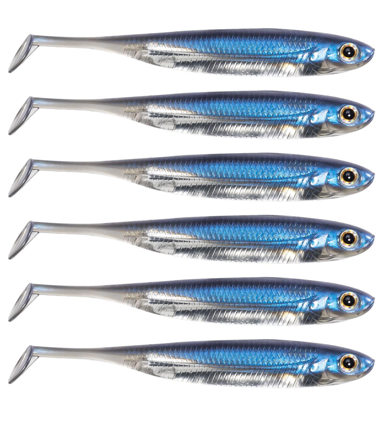 Dr.Fish Paddle Tail Swimbaits Soft Plastic Fishing Lures for Bass - 6 Pack Blue Swim Shad Minnow Lures - 2.75 to 4.75 Inches - Drop Shot & Fluke Baits - Buy Online on GoSupps.com