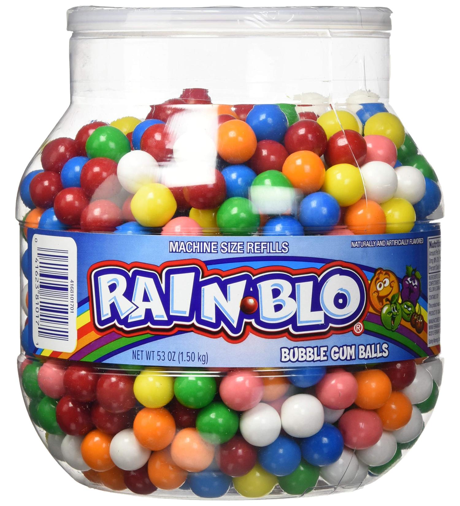 Rain-Blo Bubble Gum Balls 53 oz Jar - Classic Assorted Fruit Flavors - Buy Online on GoSupps.com