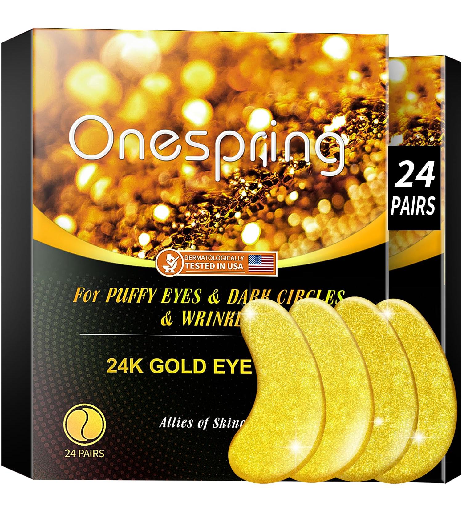 Onespring Under Eye Patches (24 Pairs) - Golden Under Eye Mask for Dark Circles Puffiness & Wrinkles Natural Collagen Eye Gels Pads for Refreshing Revitalizing Beauty & Personal Care - Buy Online on GoSupps.com