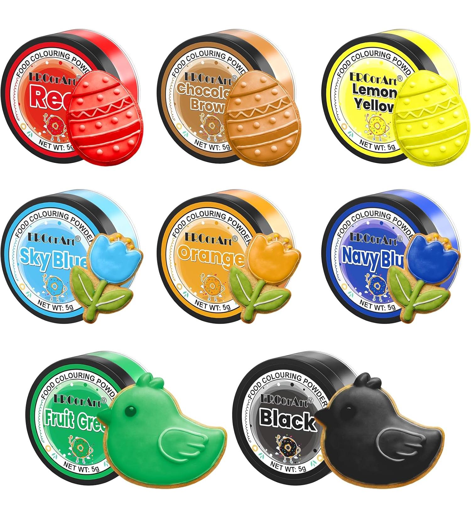ERCorArt Food Colouring Powder Colours Upgrade Food Colouring Dust High Bright Food Dye Edible Paint for Cake Decorating Icing & Desserts - Pack of 8 x 5 g each - Buy Online on GoSupps.com