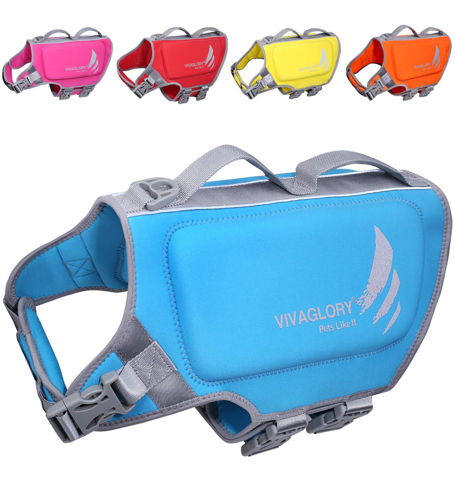 Vivaglory Dog Lifeguard Vest - Skin-Friendly Neoprene Swimming Aid for Large Dogs | Blue L (Chest 64-71cm) - Secure & Durable with D-Ring & Quick Closure - Buy Online on GoSupps.com