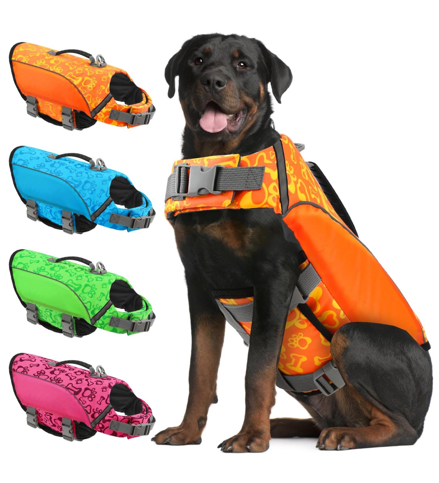 Alagirls Dog Floatation Vest for Kayaking & Swimming Secure & Comfortable Orange Life Jacket (Size L: 53-72cm) - Buy Online on GoSupps.com