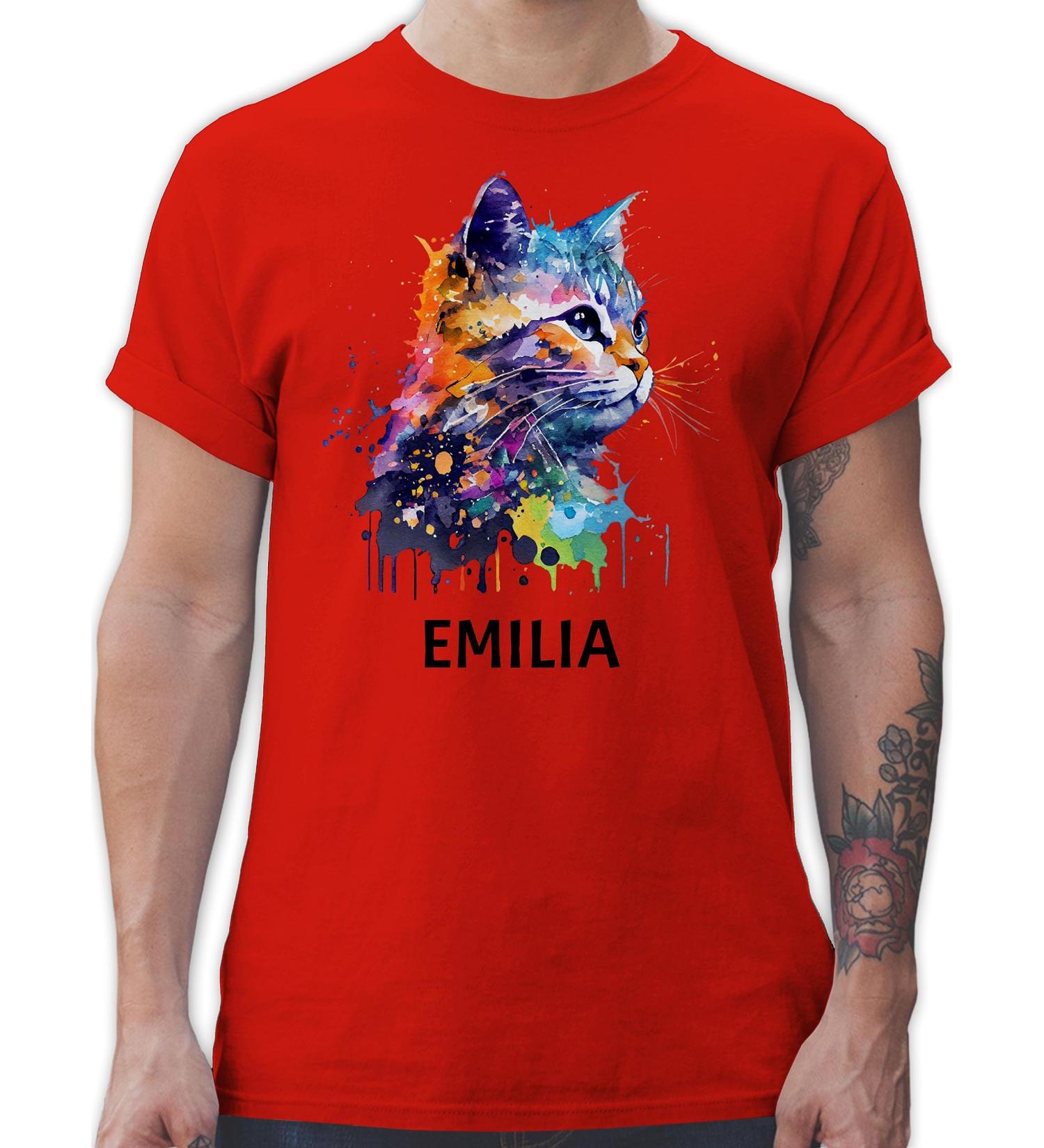 Personalized Cat T-Shirt for Men | Custom Gift with Names | Shirtracer | Red 3XL & Large Sizes - Buy Online on GoSupps.com