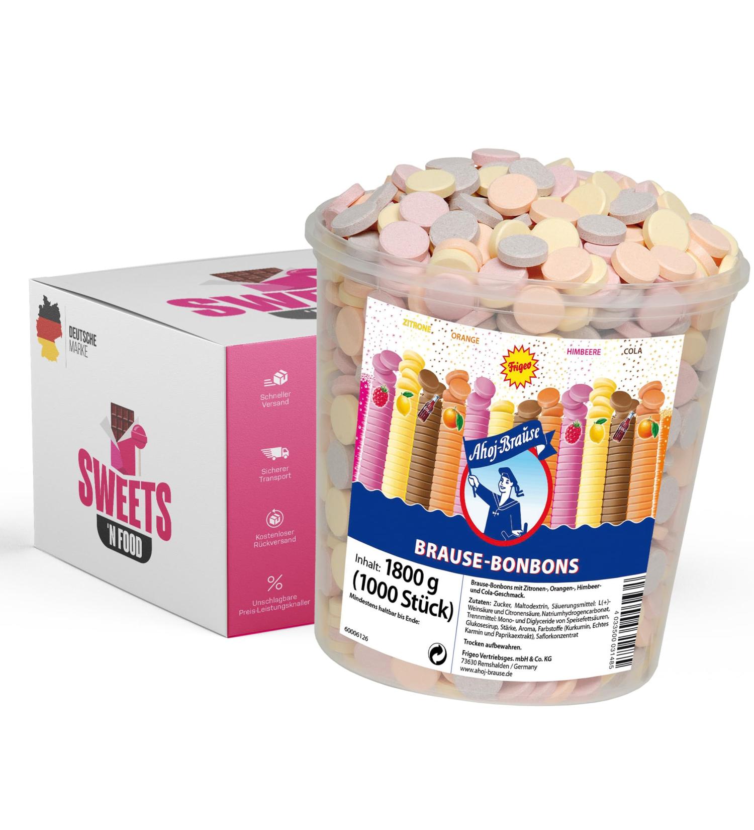 Ahoj-Brause Bonbon Bucket - 1.8kg Assorted Flavors | Stylish Treats for All Ages - International Shipping - Buy Online on GoSupps.com