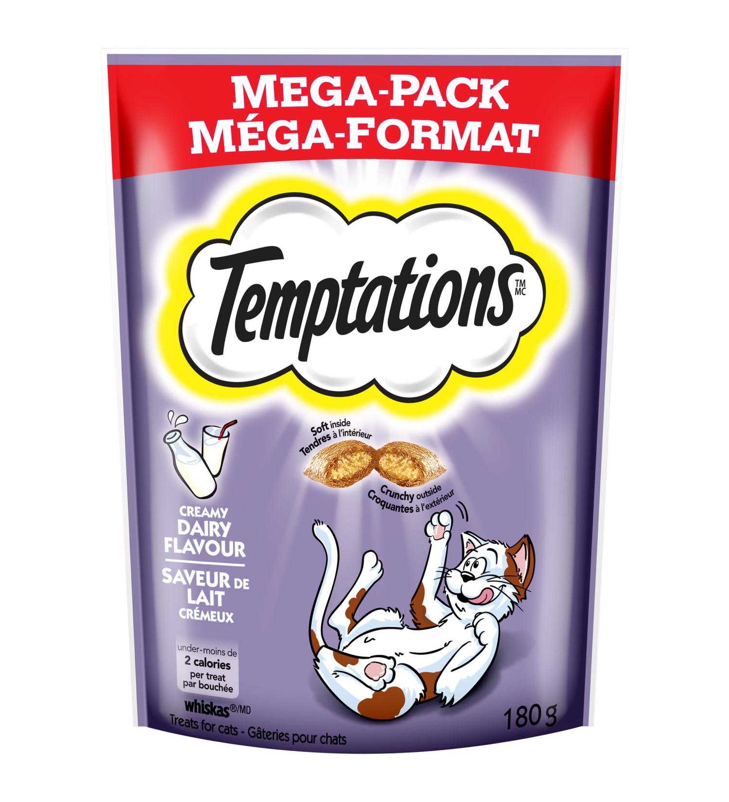TEMPTATIONS Adult Cat Treats Creamy Dairy Flavour 180g (10 Pack) 180 g (Pack of 10) Dairy - Buy Online on GoSupps.com