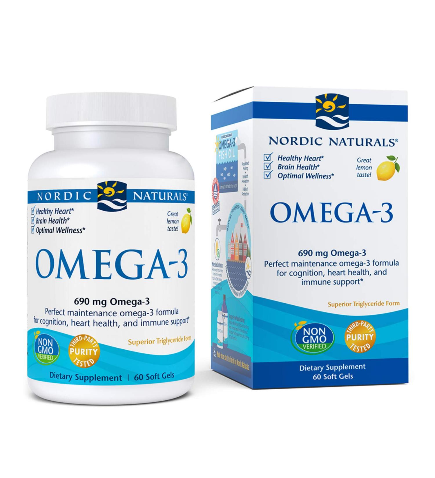  Nordic Naturals Nordic Naturals Omega-3 Purified Fish Oil Lemon 1000 mg 60 Soft Gels - Buy Online on GoSupps.com
