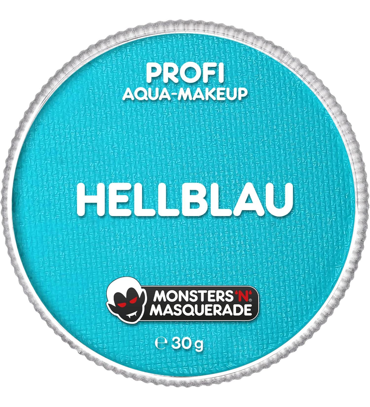 Monsters'n Masquerade - Profi Aqua Schminke Hellblau 30G |Water-based face and body make-up |Make-up theater m atmosphere Face color children