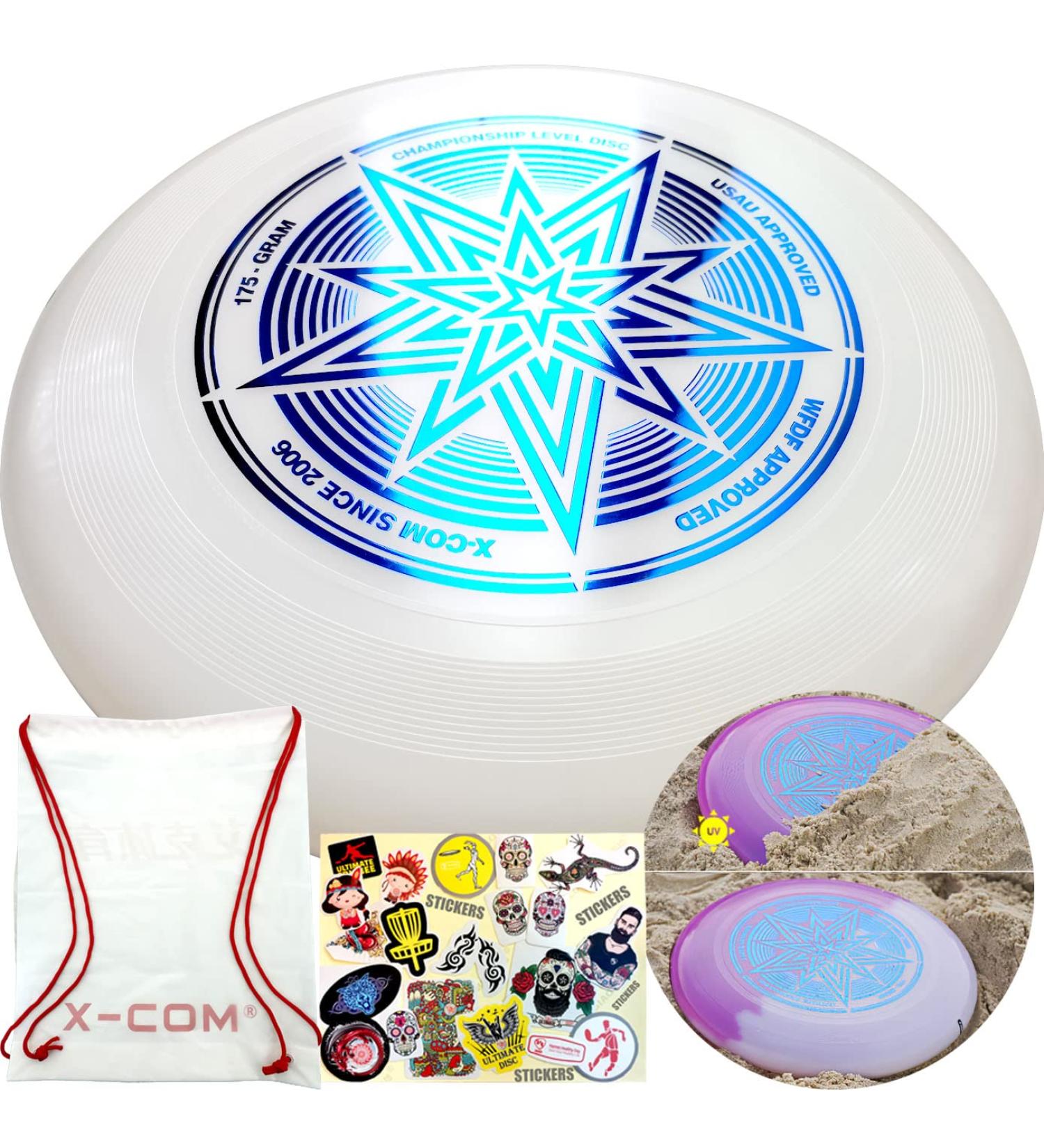 X-Com Ultimate Disc 175g Flying Disc - Championship Level Deluxe Model I WFDF & USAU Approved - New Pure Material - Non-Recycling - 1 Pack with Storage Bag & Stickers - UV Resistant - Buy Online on GoSupps.com