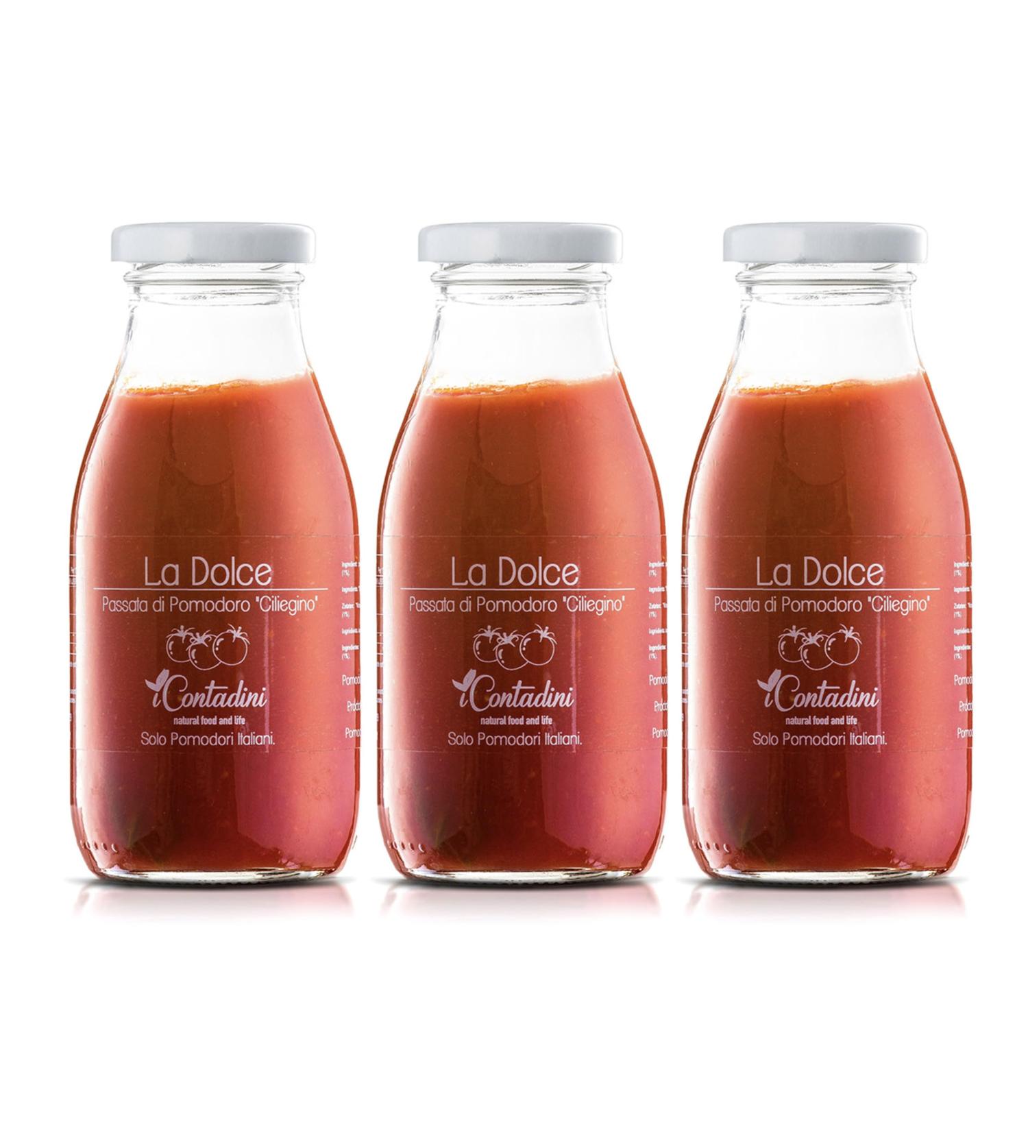 Dolce Tomato Puree Salumi Pasini | Tomatoes Grown Dried and Processed in Puglia | 99% Tomato 1% Basil | Pack of 3 Bottles of 250ml - Buy Online on GoSupps.com