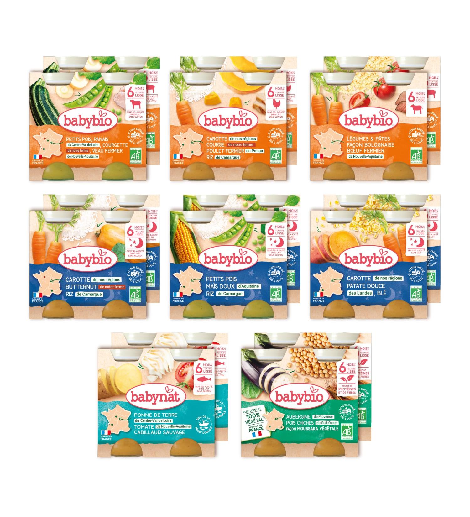 Babybio - Pack 2 semaines Repas du midi & Repas du soir 6+ mois - BIO 6+ mois Midi & Soir
