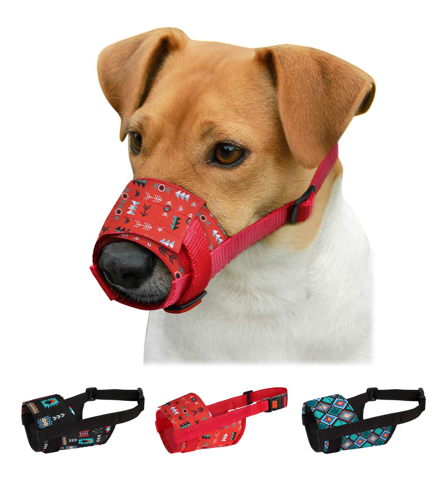 CollarDirect Dog Muzzle for Small Medium Large Dogs Soft Breathable Nylon Safety Pattern Mouth Cover Anti Biting Barking Print Pet Muzzles (Pattern 1 XS/S) Pattern 1 XS/S - Buy Online on GoSupps.com