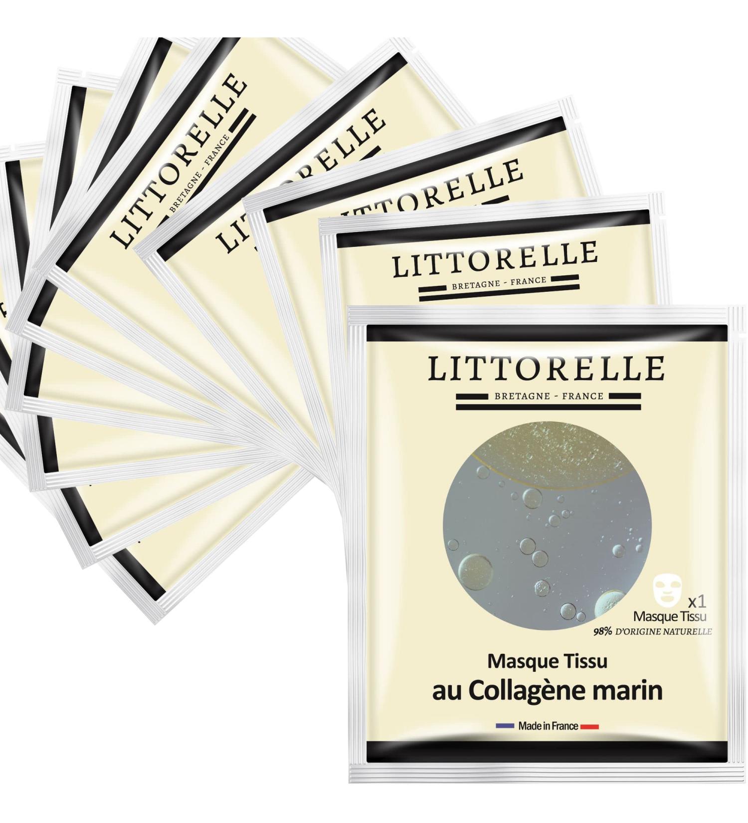  Littorelle Face Mask No.6 Collagen Moisturising Serum and Vitamin E - Made in France - Anti-Ageing and Moisturising - Anti-Wrinkle Care - Fabric Mask All Skin Types - Pack of 10 Units - Buy Online on GoSupps.com