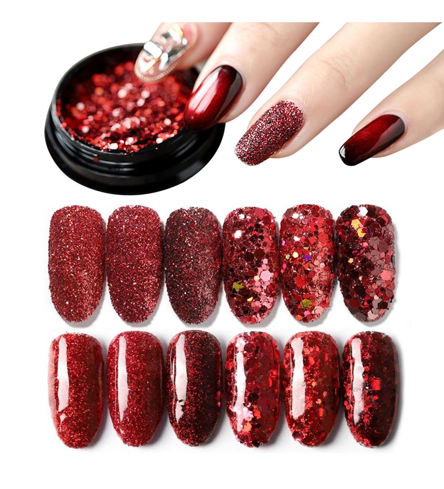 GZSYY Nail Sequins Glitter Powder - 6PCS Red Nail Glitter for Stunning Nail Art | International Shipping Available - Buy Online on GoSupps.com