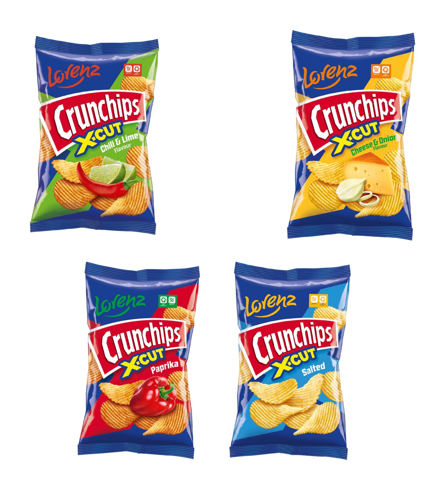Lorenz CrunchChips Packet Pick N Mix - Choose from 3+ Flavours | Salted Paprika Cheese & Onion Chilli & Lime - Pack of 3 x 130g 173.33 g (Pack of 3) - Buy Online on GoSupps.com
