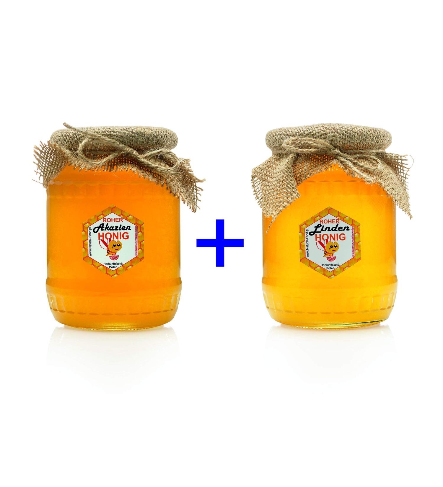 Natural food raw honey - directly from the beekeeper - raw of course - without additives - unfiltered - not thrown or heated - gift idea - 2.2 kg - acacias linden honey acacia linden 2.2 kg (1 Pack)