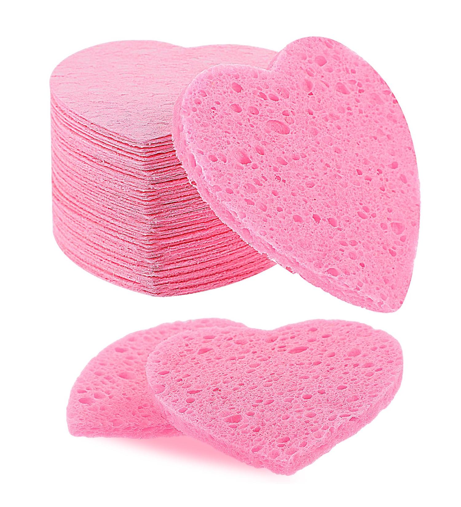 55 Pieces Pink Facial Sponges for Estheticians Compressed Heart Face Sponges Natural Reusable Heart Shaped Sponges for Face Cleansing and Exfoliating Heart Sponges for Daily Cleansing Makeup Removal - Buy Online on GoSupps.com