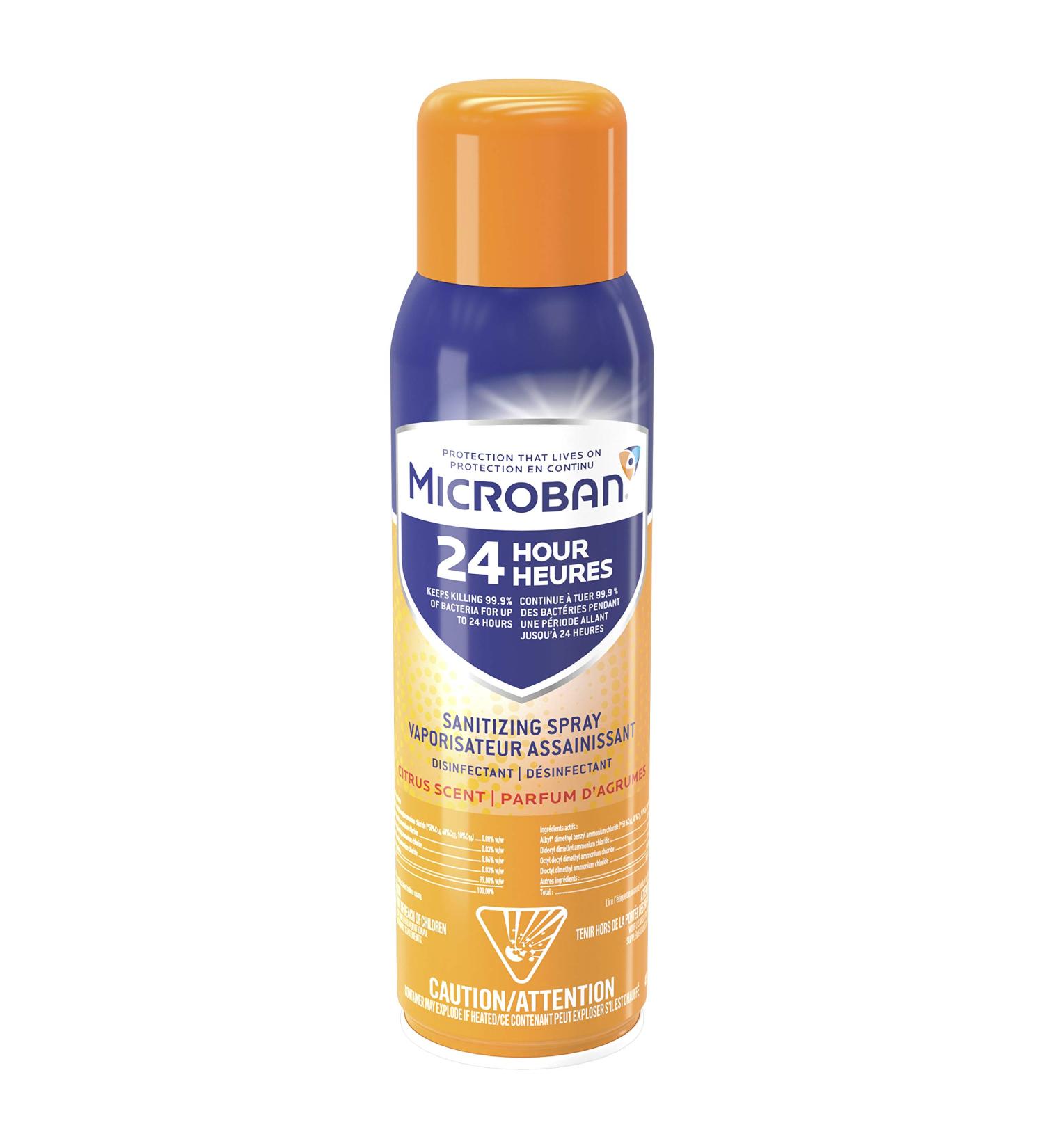 Microban 24 Hour Disinfectant Citrus Scent Spray 15 fl oz - Fast Acting Sanitizing Formula - Buy Online on GoSupps.com