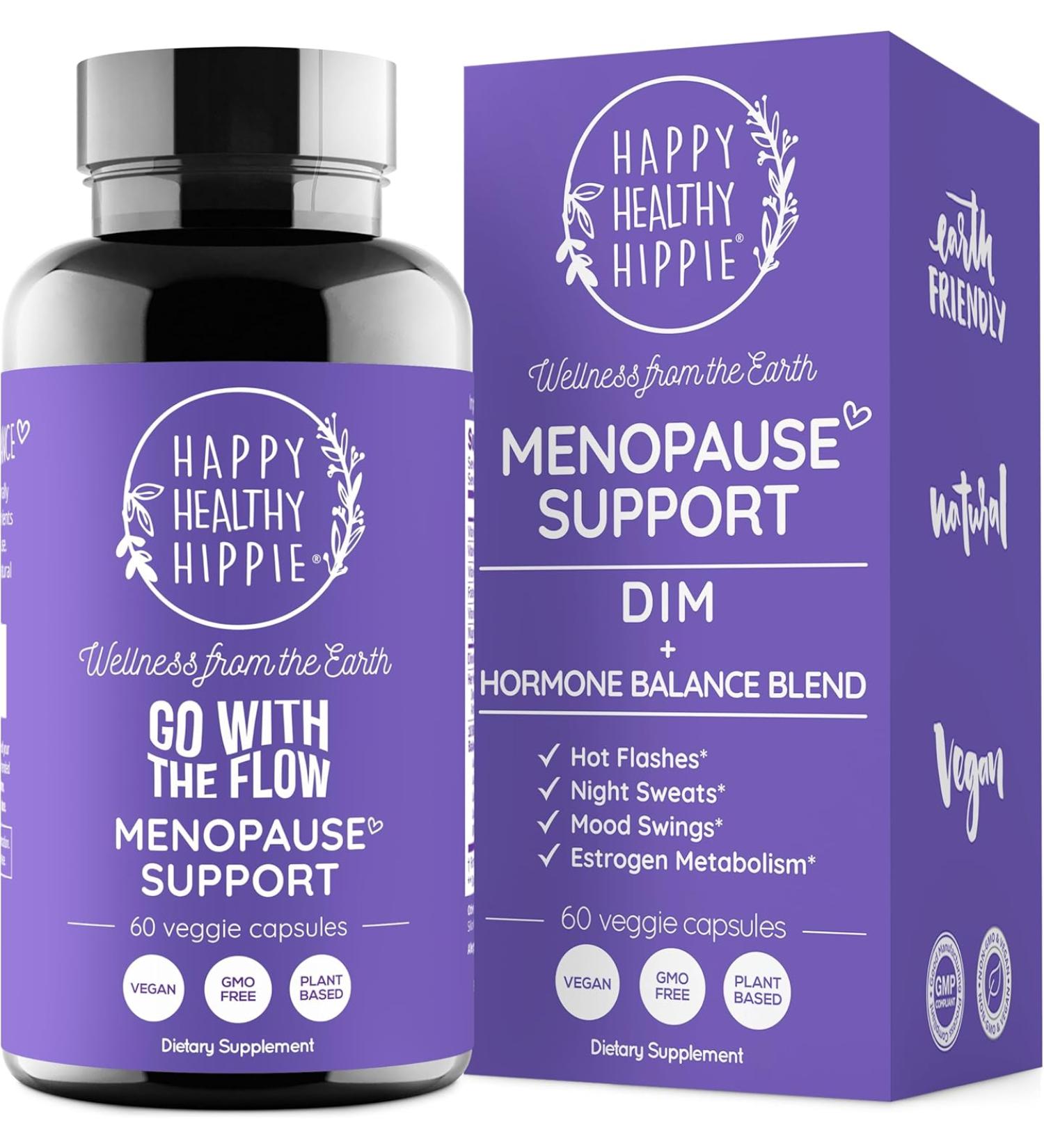 Happy Healthy Hippie Menopause Supplements for Women Estrogen Metabolism & Hormone Balance Support 60 Capsules - Buy Online on GoSupps.com
