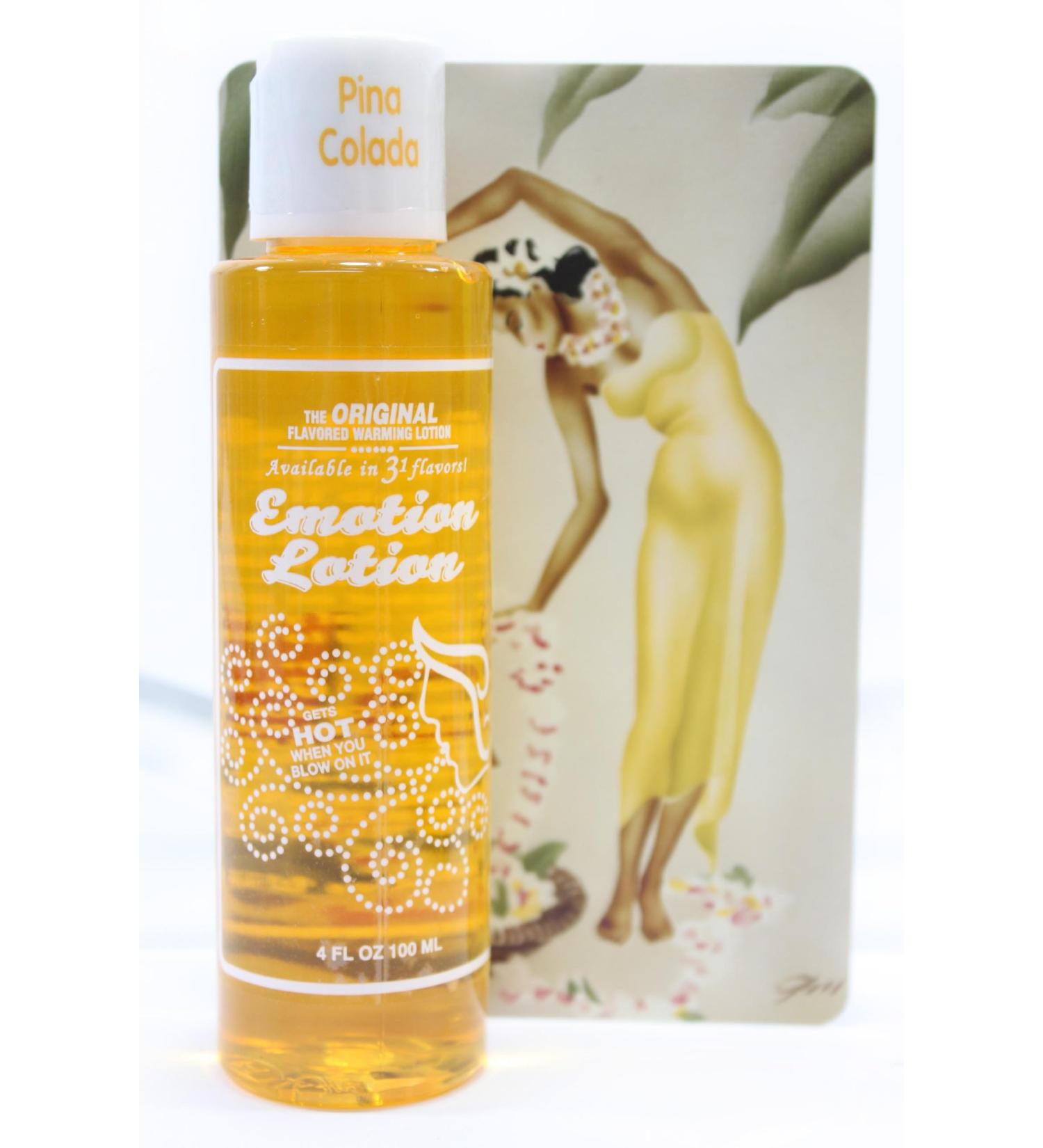 Edible Water-Based Pina Colada Warming Massage Oil 4oz - Emotion Lotion | International Shipping Available - Buy Online on GoSupps.com