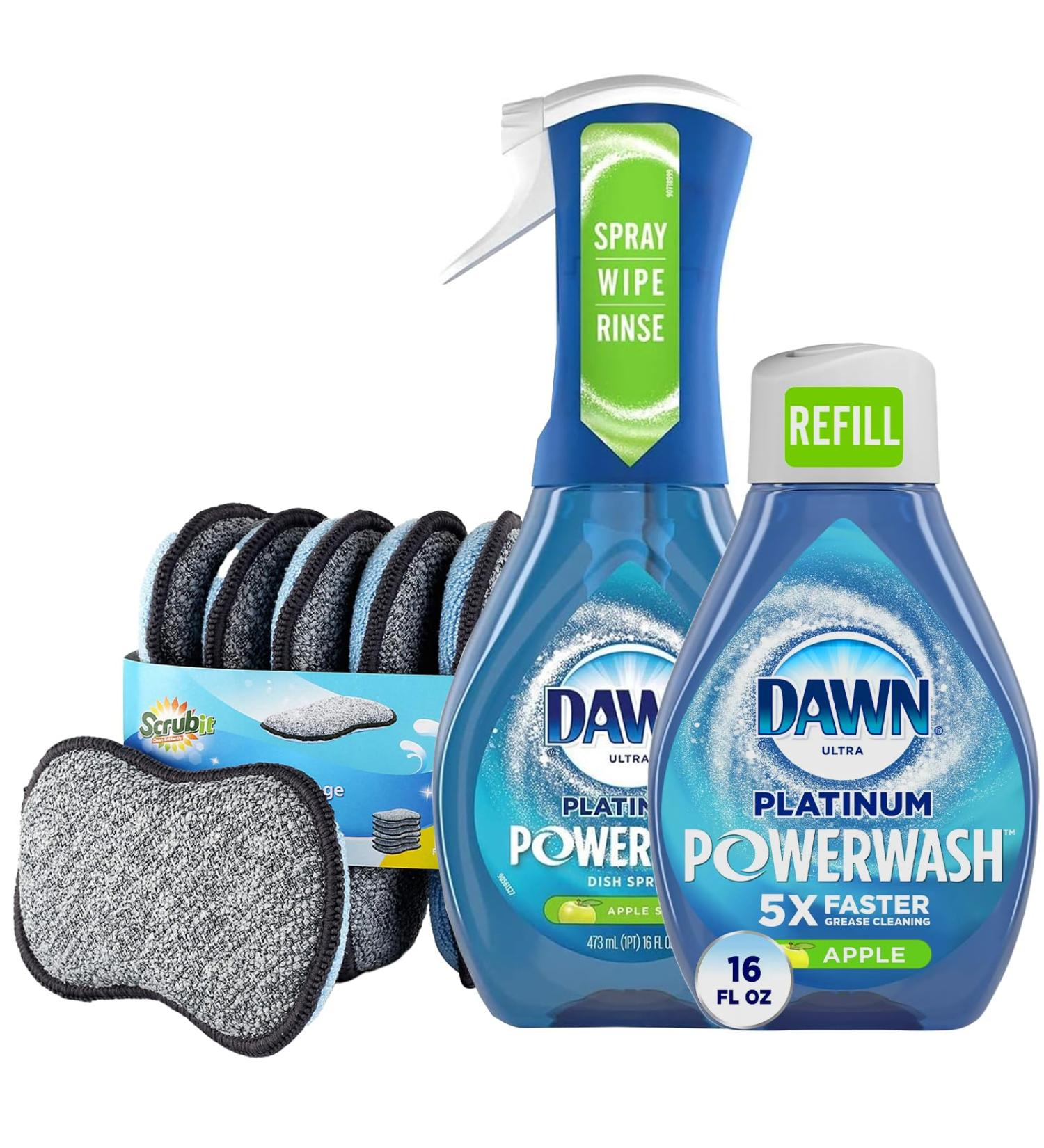 Buy Dawn Powerwash Spray Platinum Dish Soap - Apple Scent & Refill + 6 Scrub Sponges for Effortless Cleaning | International Shipping Available - Buy Online on GoSupps.com