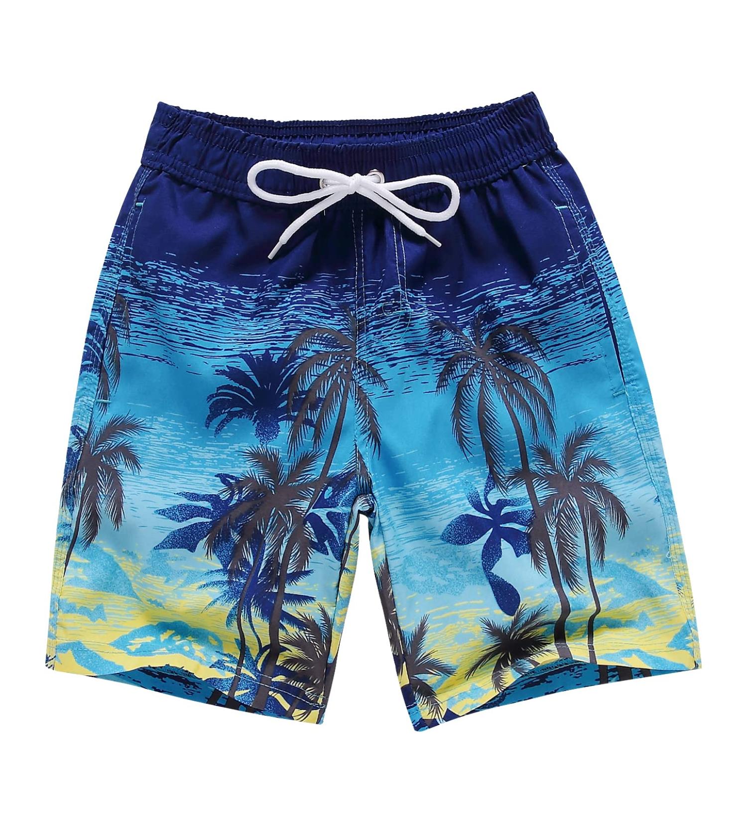Domee Boys Swim Shorts - Quick-Drying Swimming Trunks with Mesh Lining & Adjustable Drawstring (152-158) - Coconut Tree Design | International Shipping - Buy Online on GoSupps.com