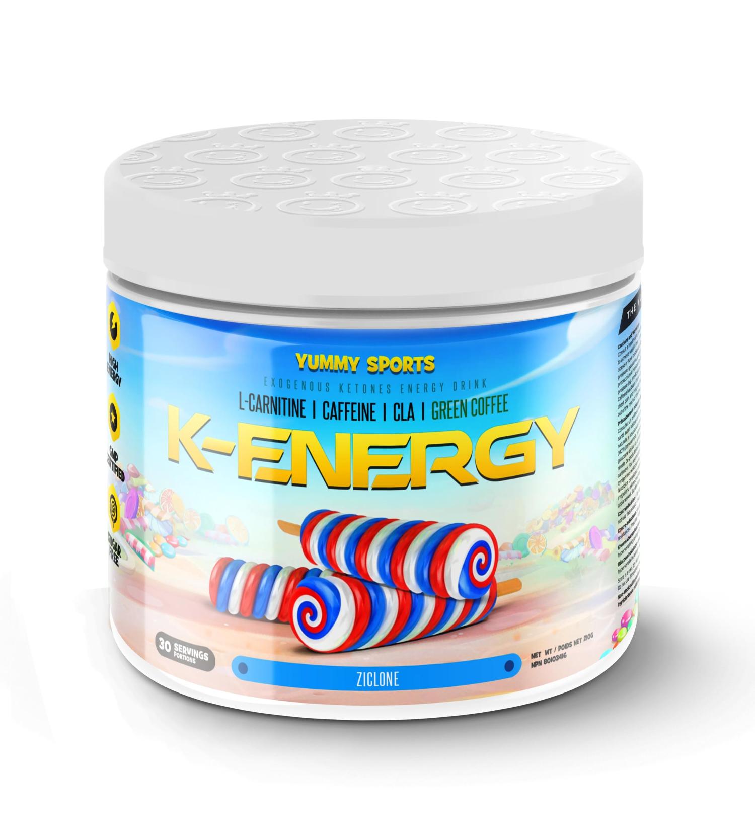 Yummy Sports K-Energy Drink Supplement Boost Energy Enhance Focus Physical Performance Powered by BHB MCT Caffeine Keto-Friendly Energy Drink - 30 Servings - 210g - Ziclone - Buy Online on GoSupps.com